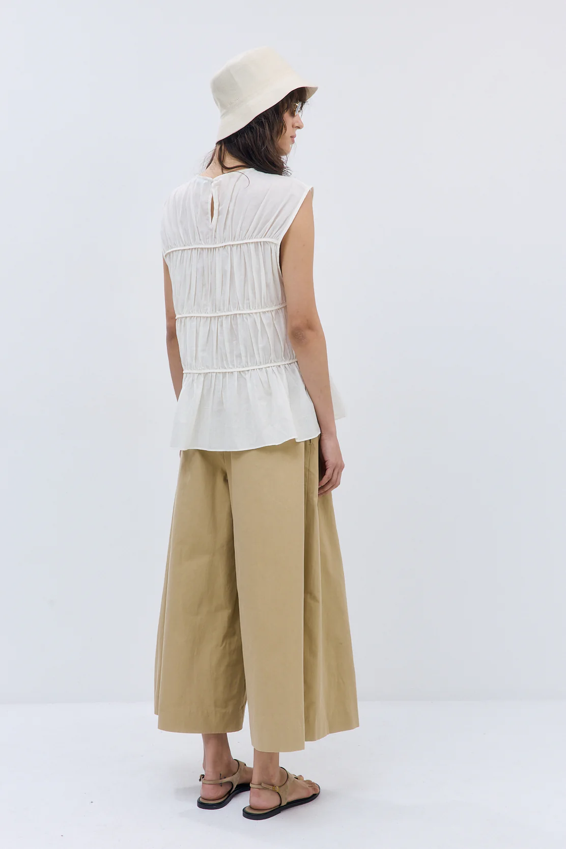 Semi Sheer Sleeveless Pleated Top - Image 5