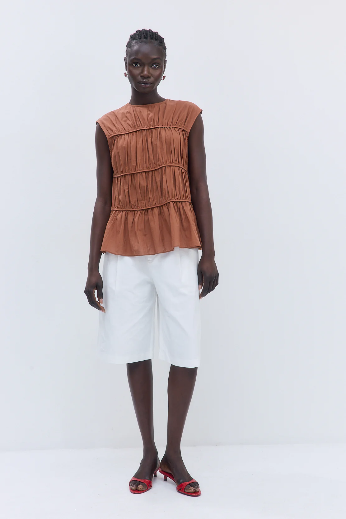Semi Sheer Sleeveless Pleated Top - Image 2