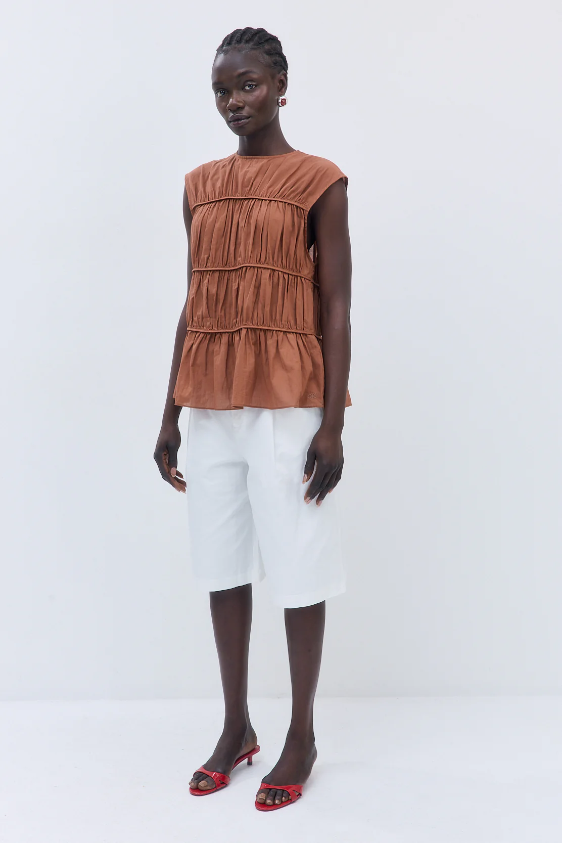 Semi Sheer Sleeveless Pleated Top - Image 4