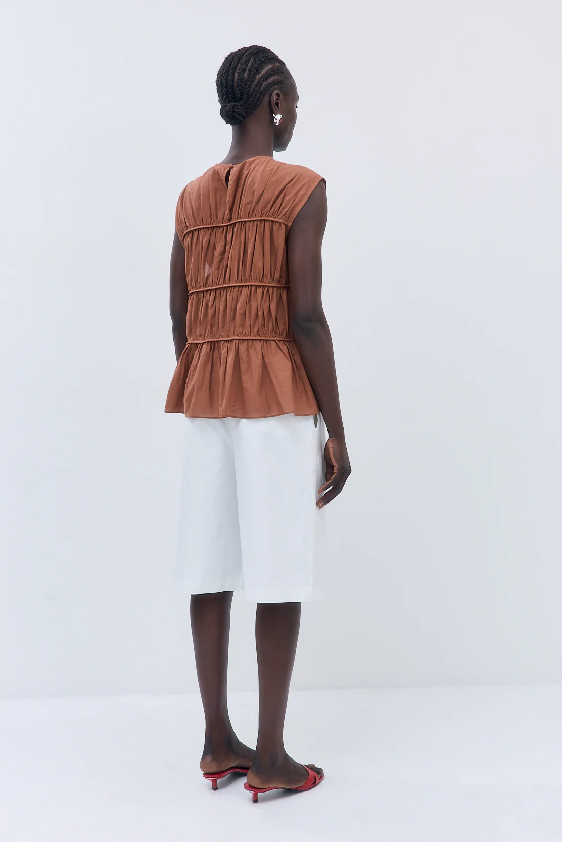 Semi Sheer Sleeveless Pleated Top - Image 5