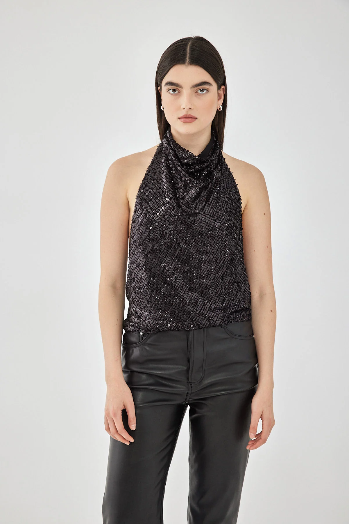 Sequined Open Back Top