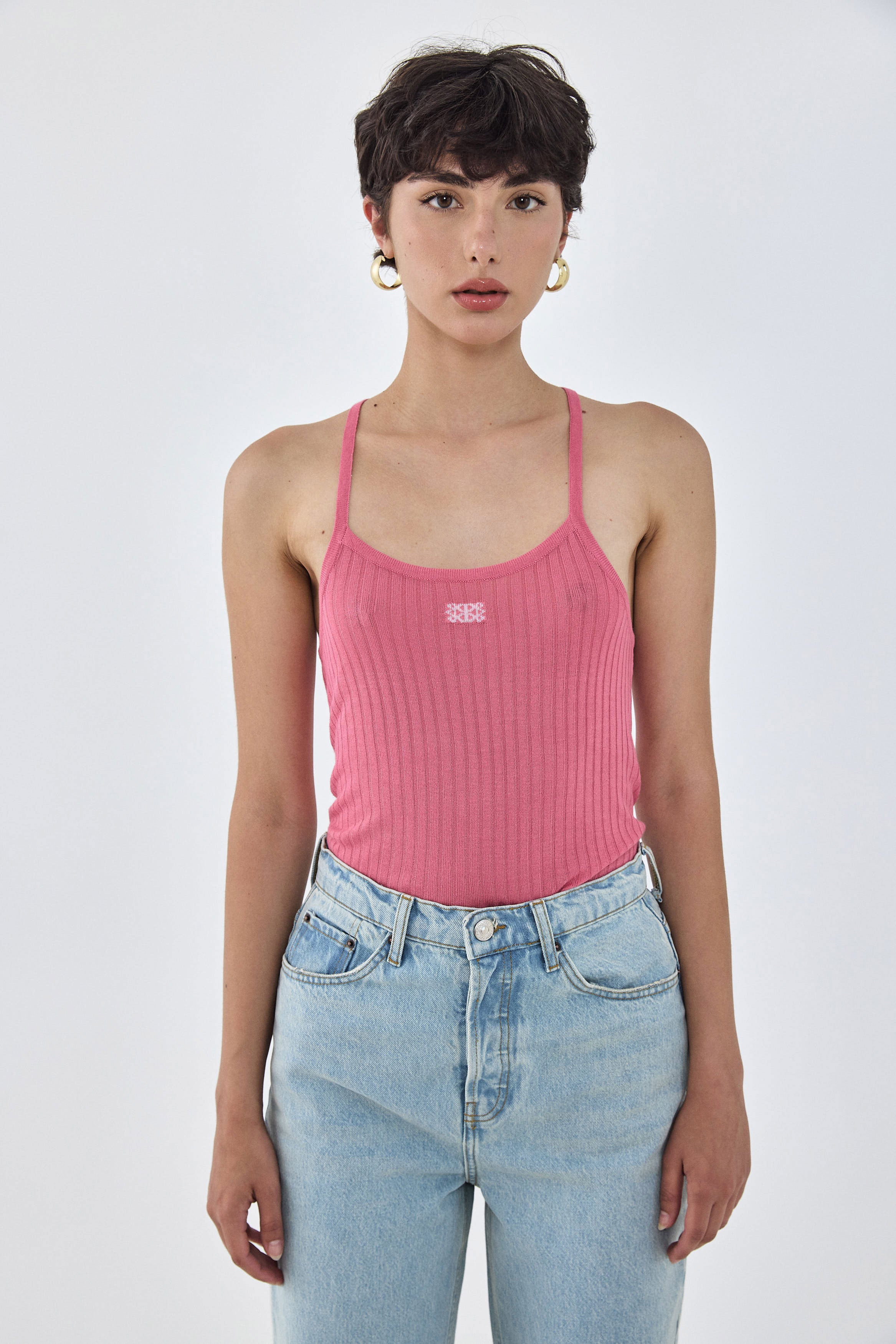 Sheer Knit Logo Tank Top