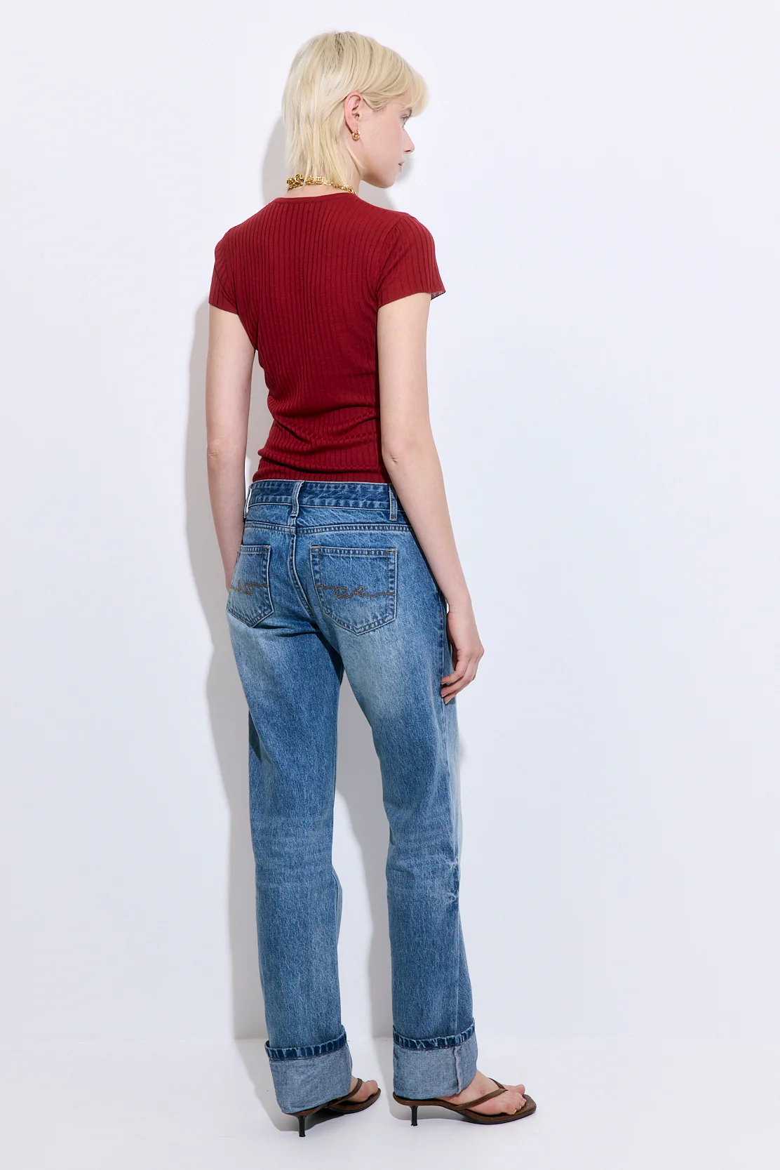 Sheer Ribbed Logo Top - Image 5