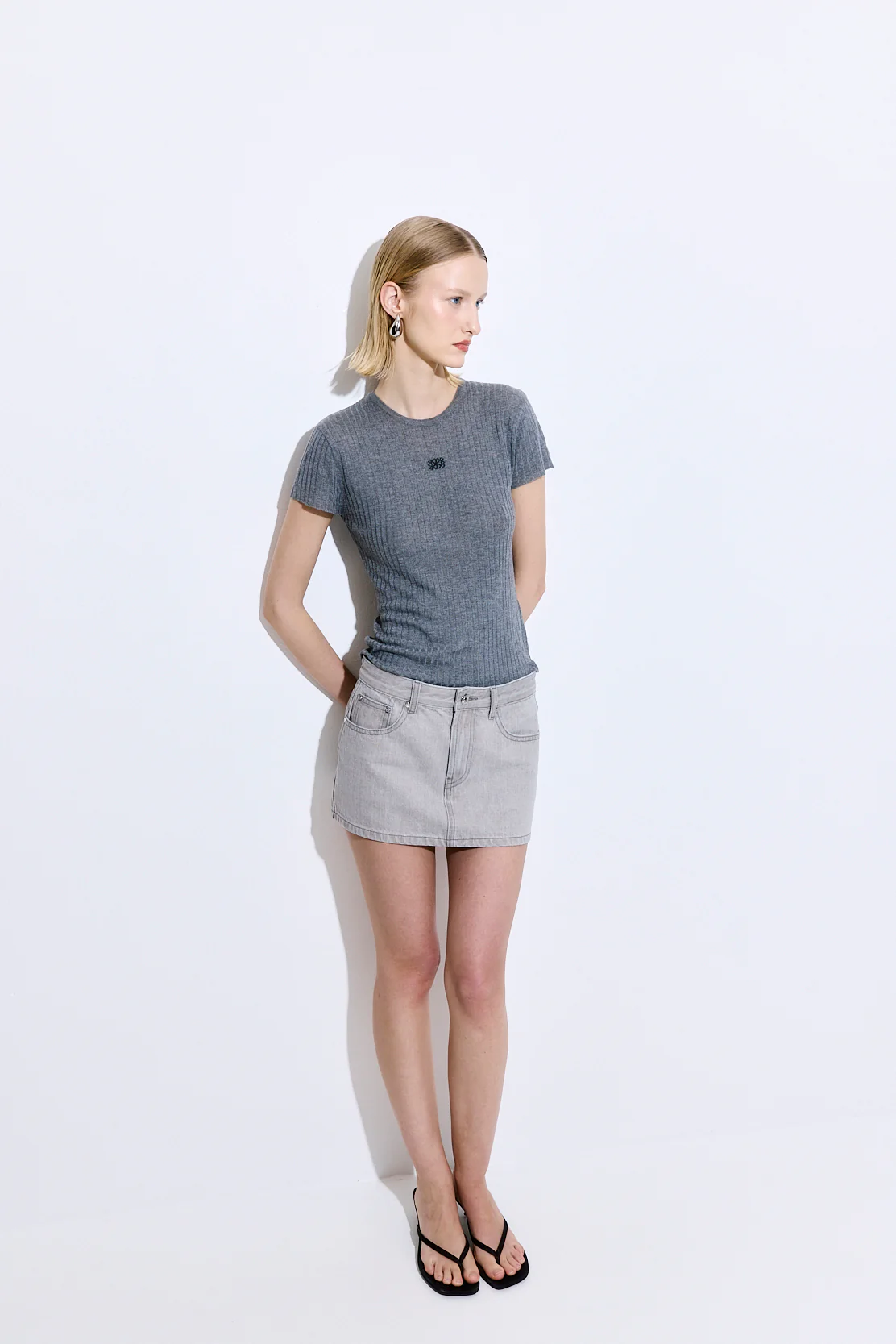 Sheer Ribbed Logo Top - Image 3