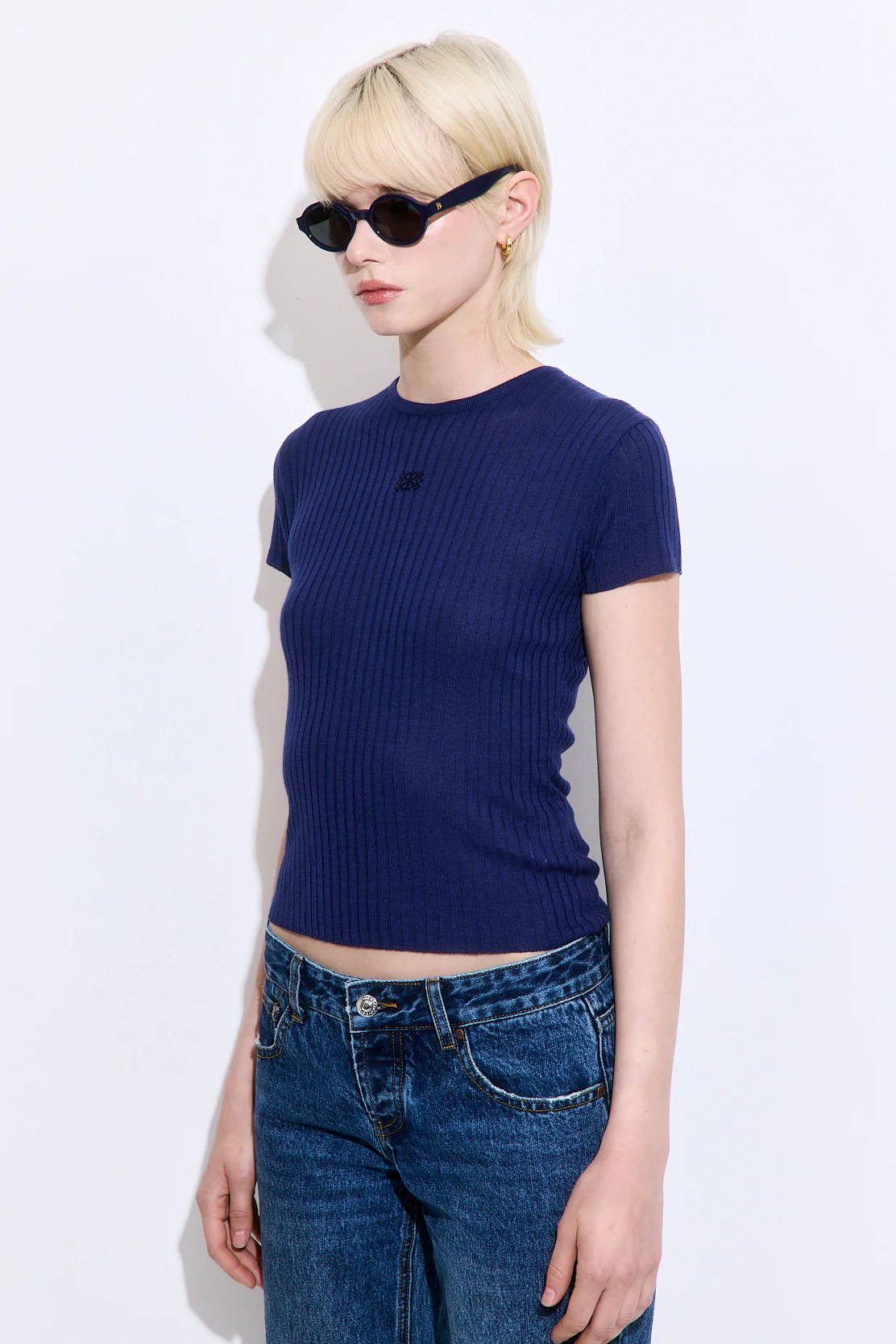 Sheer Ribbed Logo Top - Image 4