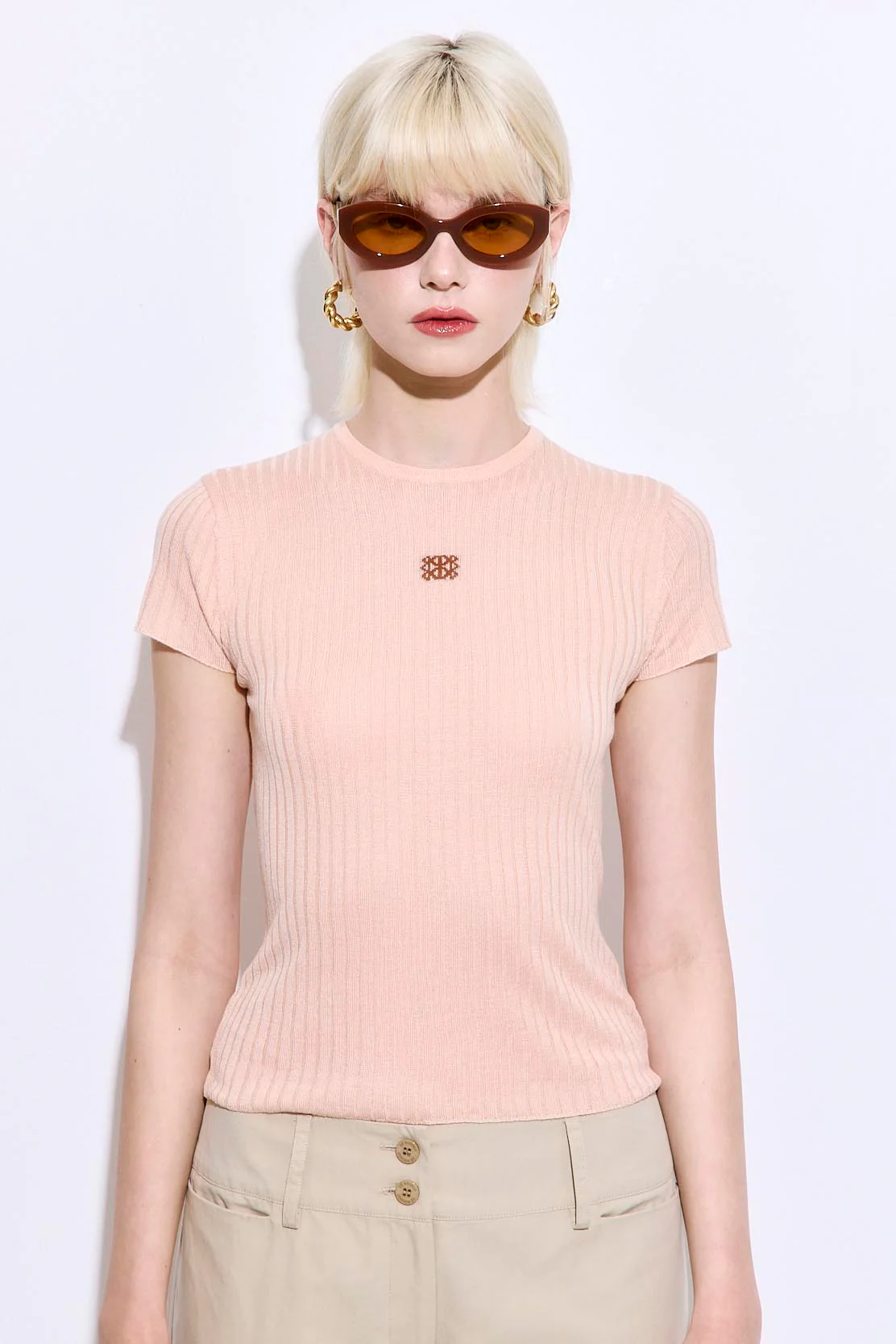 Sheer Ribbed Logo Top