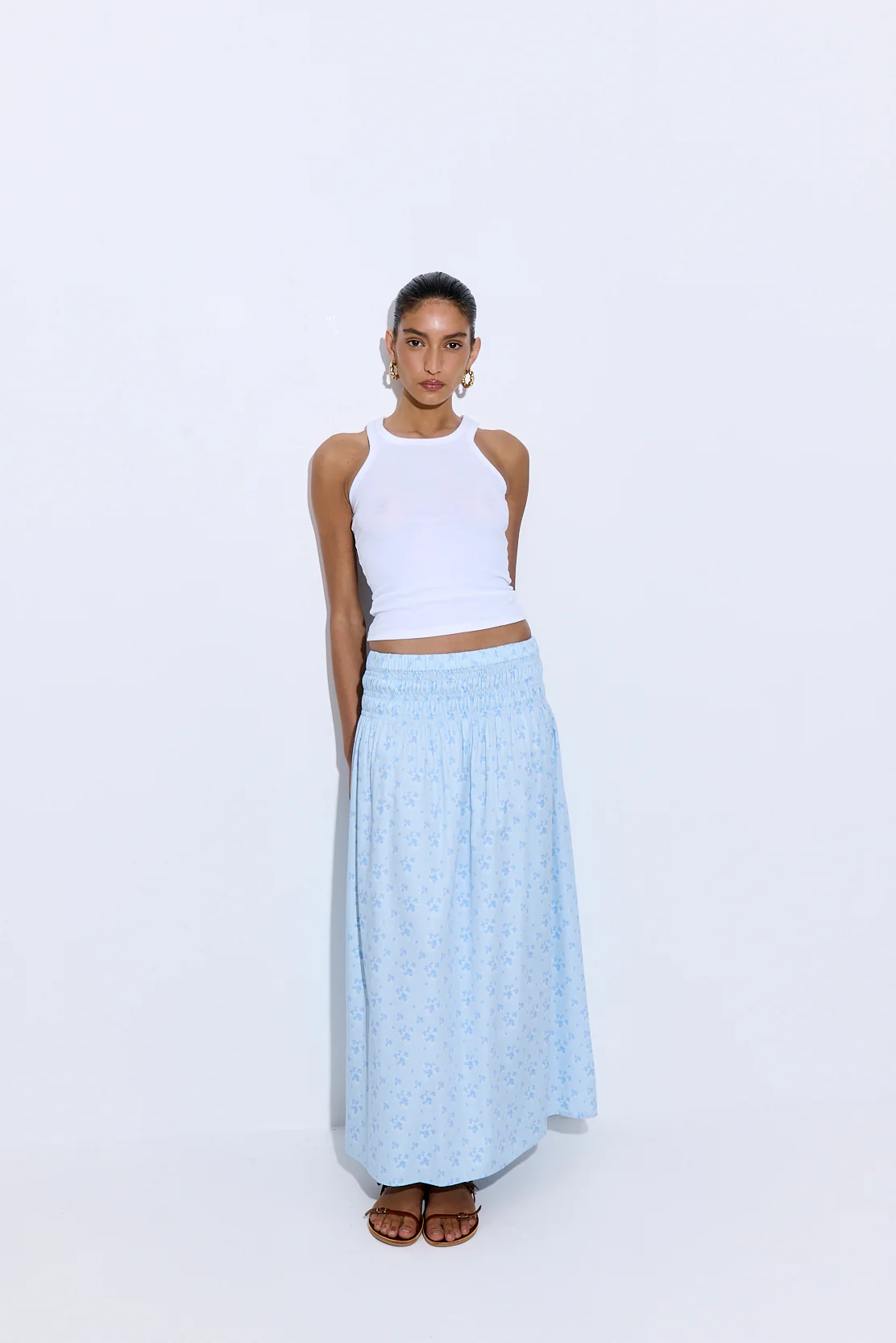 Shirred Waist Maxi Skirt - Image 3