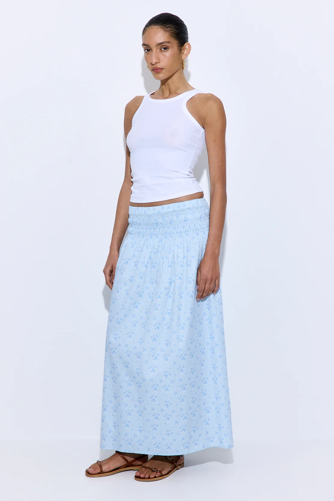 Shirred Waist Maxi Skirt - Image 4