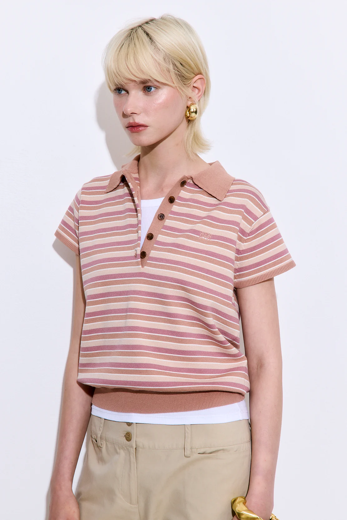 Short Sleeved Knitted Polo Shirt - Image 4