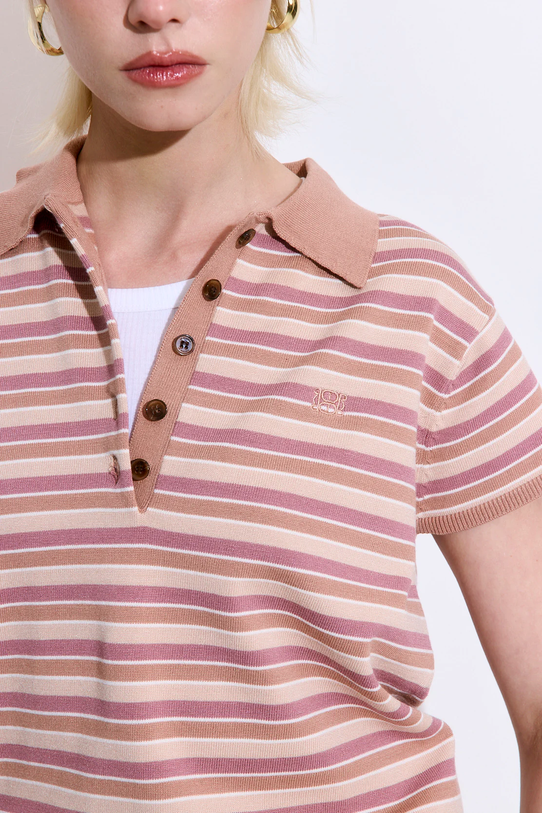Short Sleeved Knitted Polo Shirt - Image 6