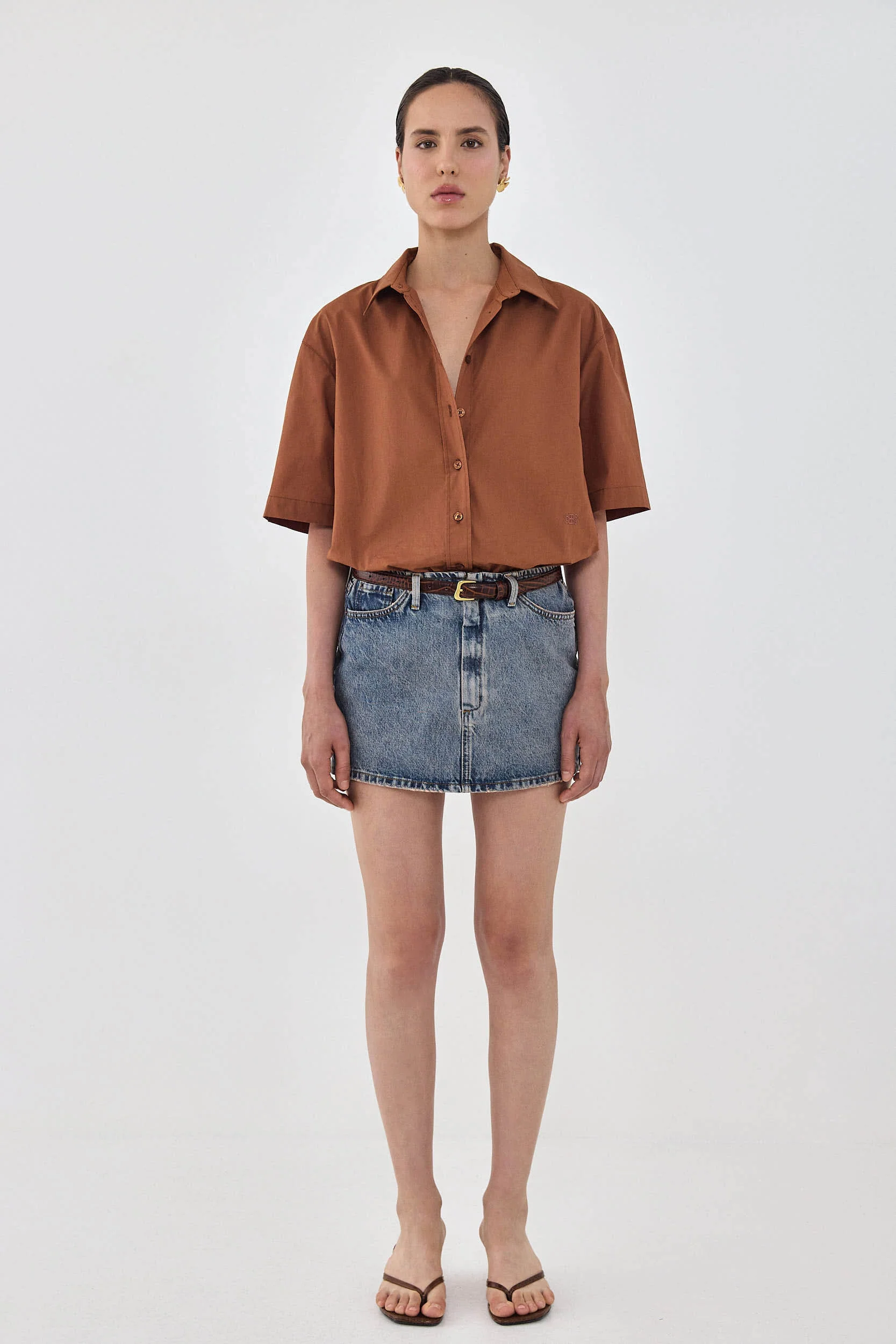 Short Sleeved Poplin Button Down Shirt - Image 2