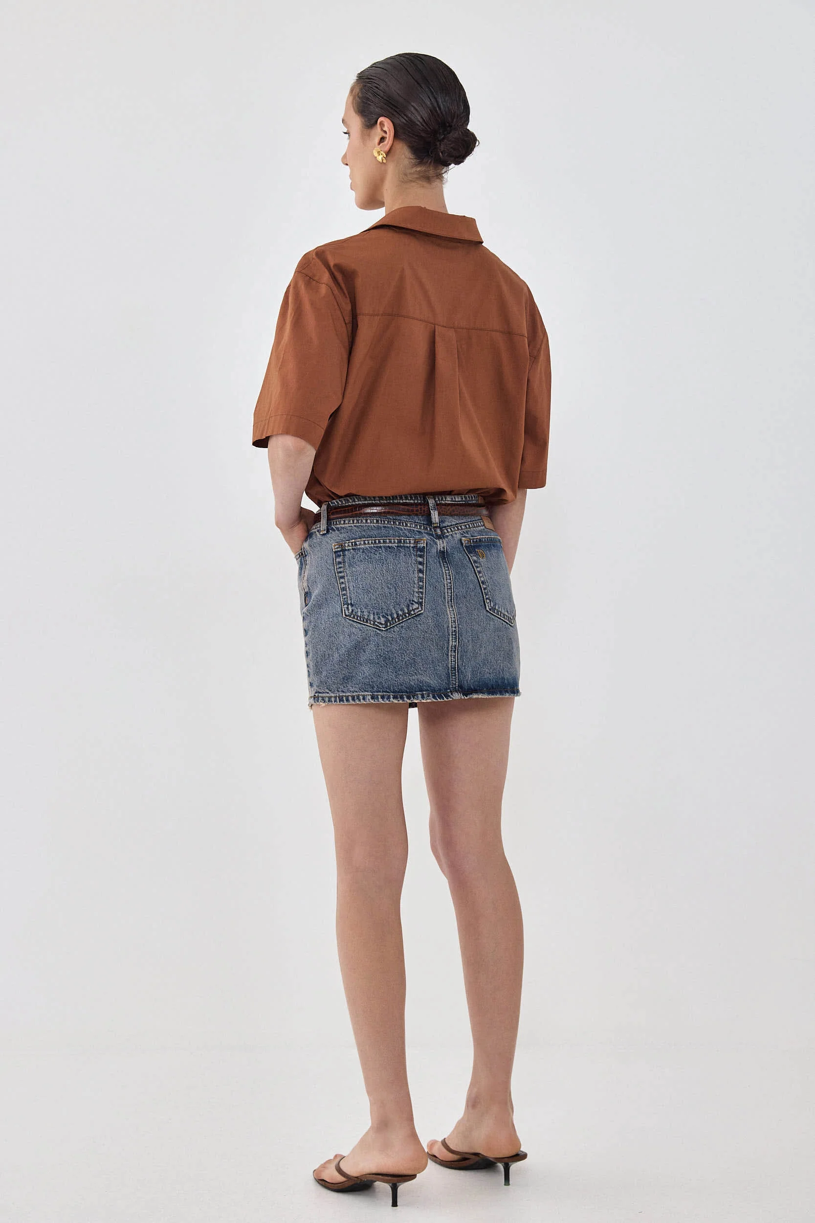 Short Sleeved Poplin Button Down Shirt - Image 5