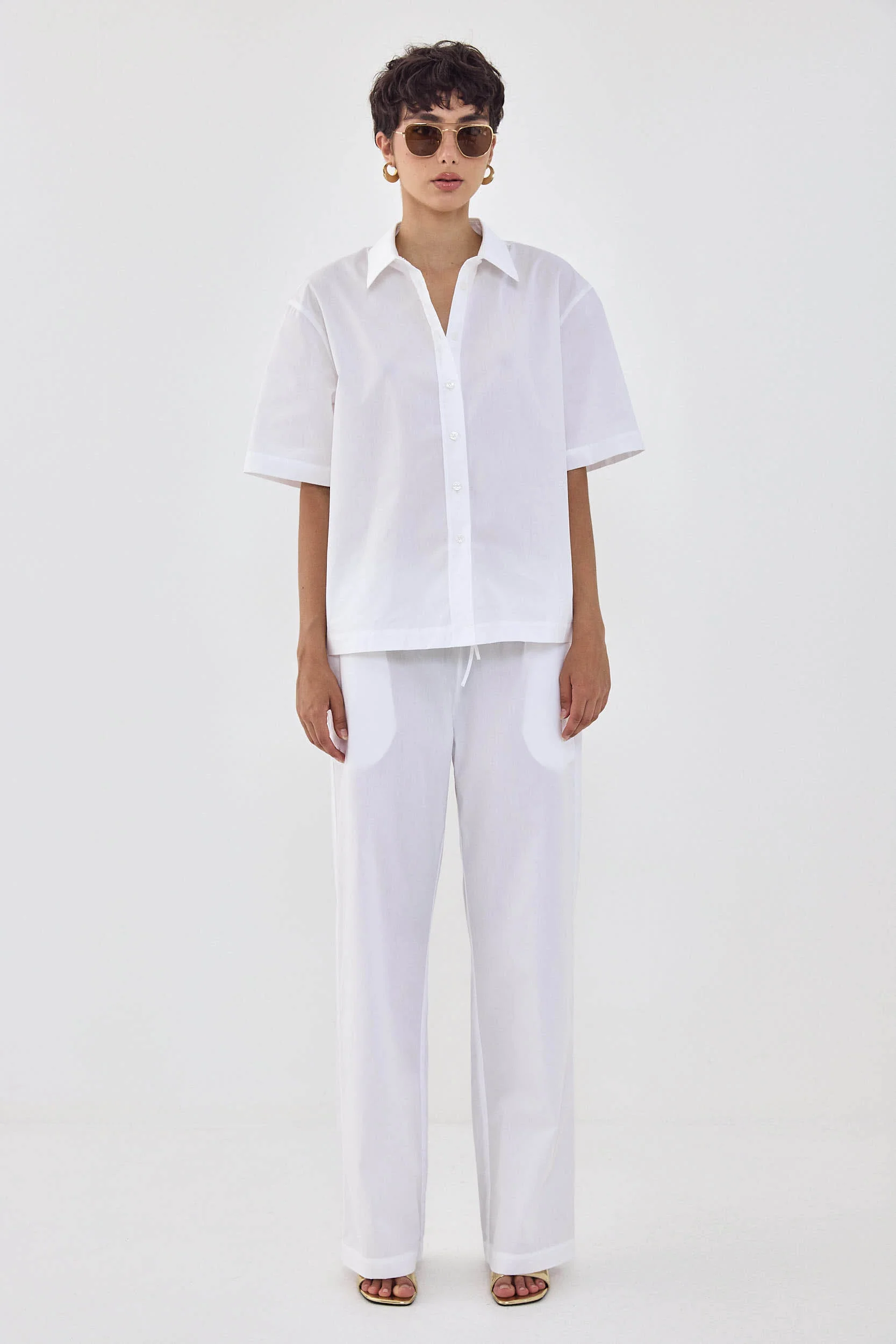 Short Sleeved Poplin Button Down Shirt - Image 2
