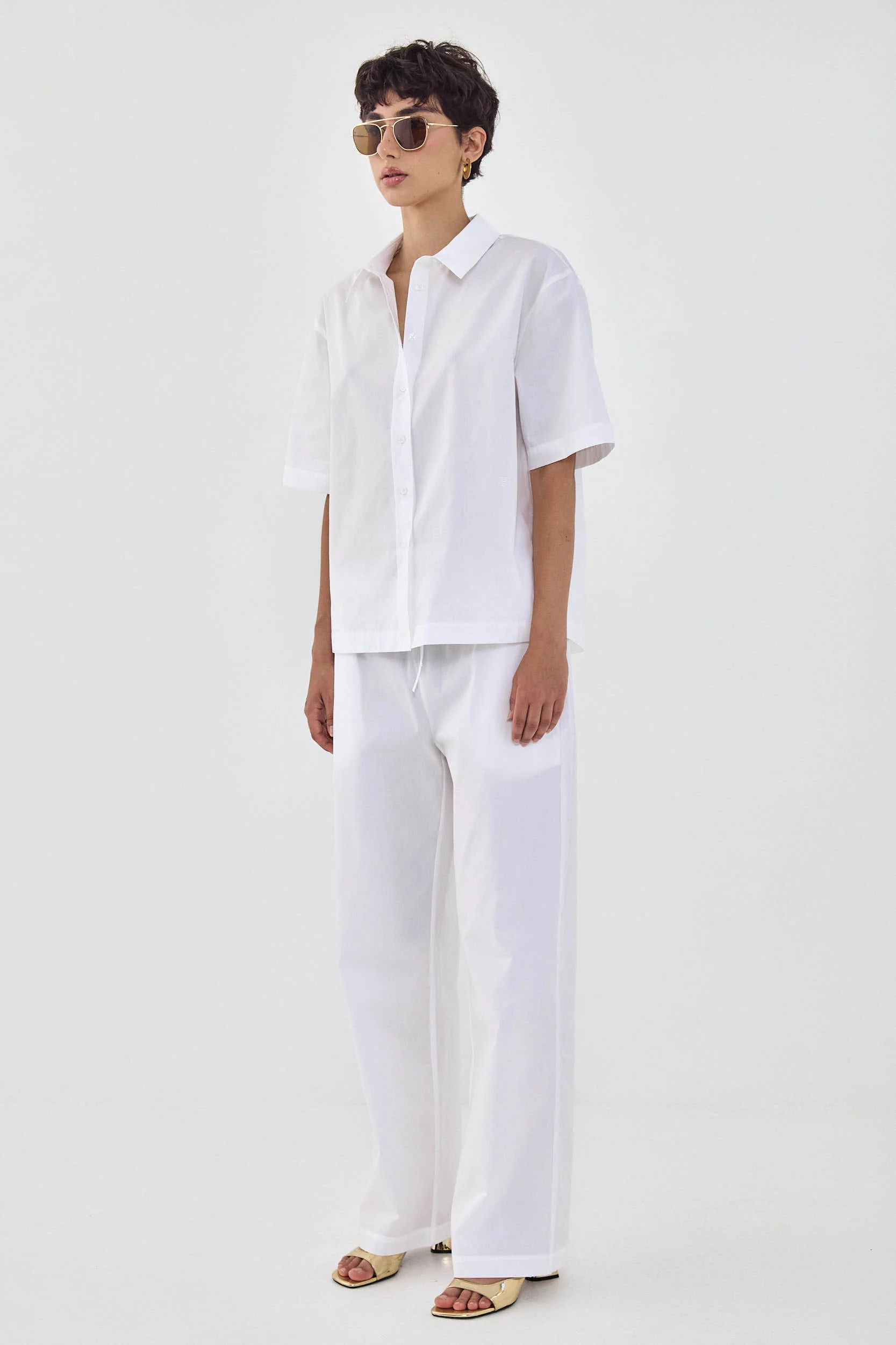 Short Sleeved Poplin Button Down Shirt - Image 4