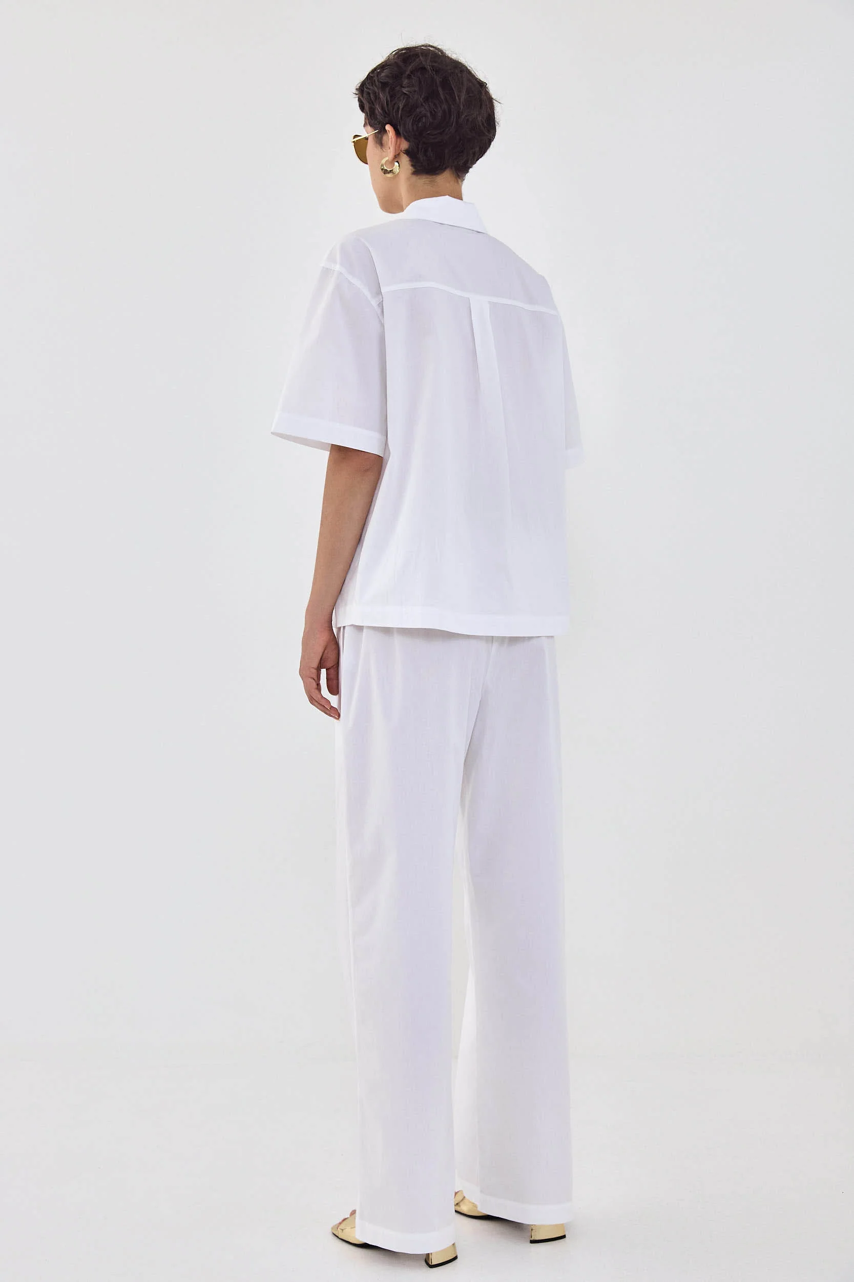 Short Sleeved Poplin Button Down Shirt - Image 5