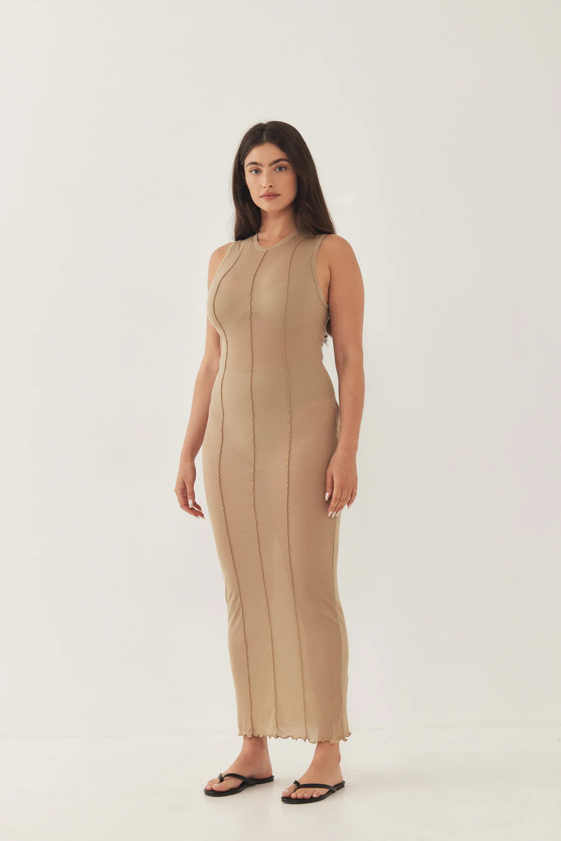 Sleeveless Maxi Soft Curling Sheer Dress - Image 10