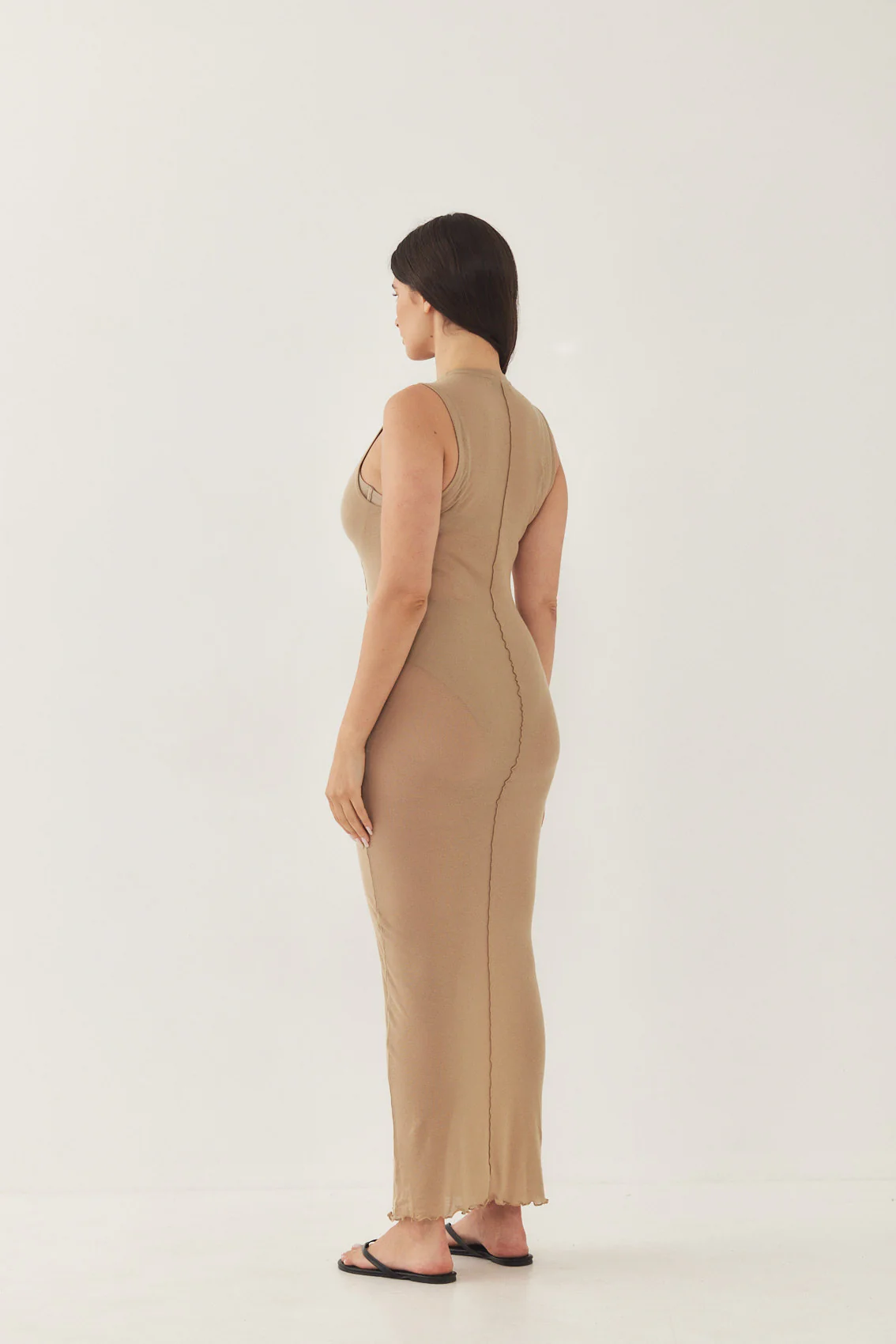 Sleeveless Maxi Soft Curling Sheer Dress - Image 11