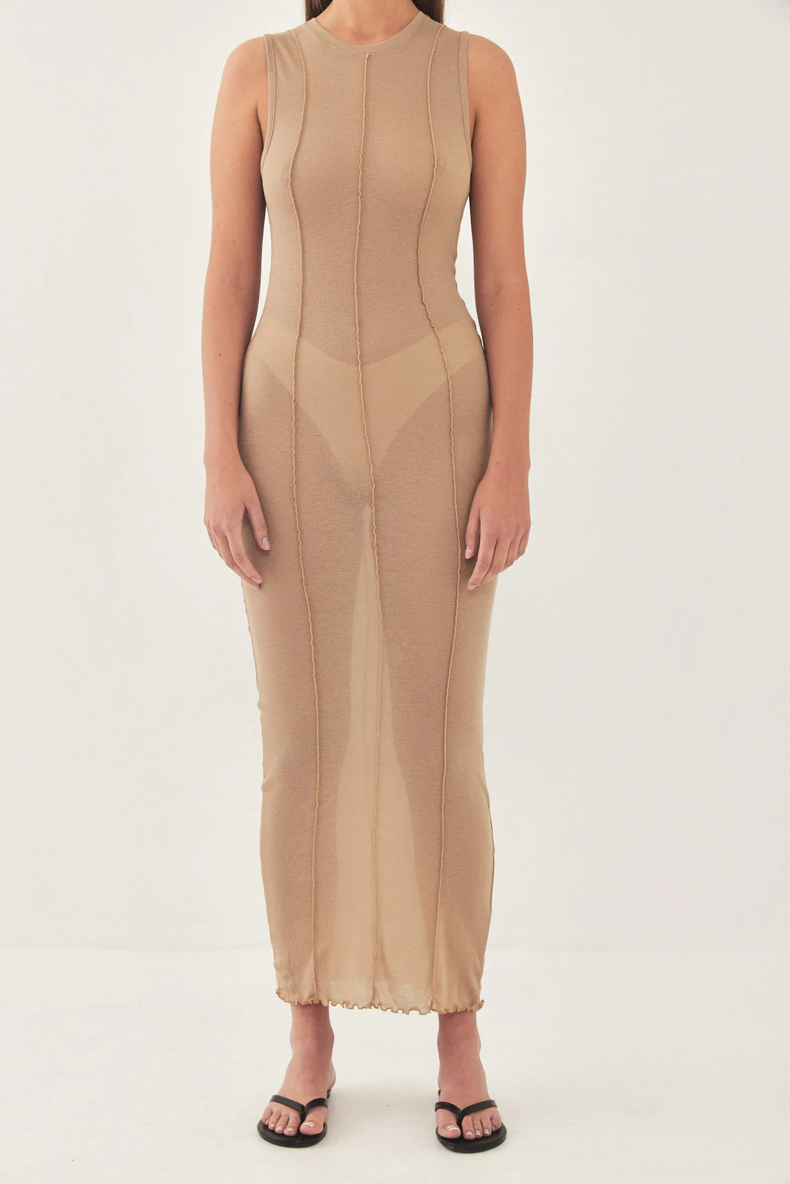 Sleeveless Maxi Soft Curling Sheer Dress - Image 2