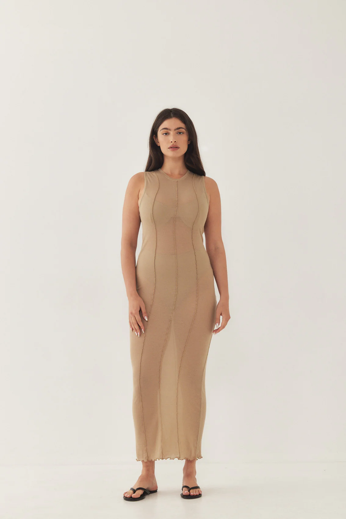 Sleeveless Maxi Soft Curling Sheer Dress - Image 7