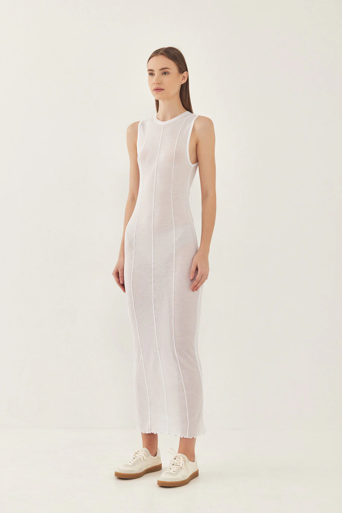 Sleeveless Maxi Soft Curling Sheer Dress - Image 4