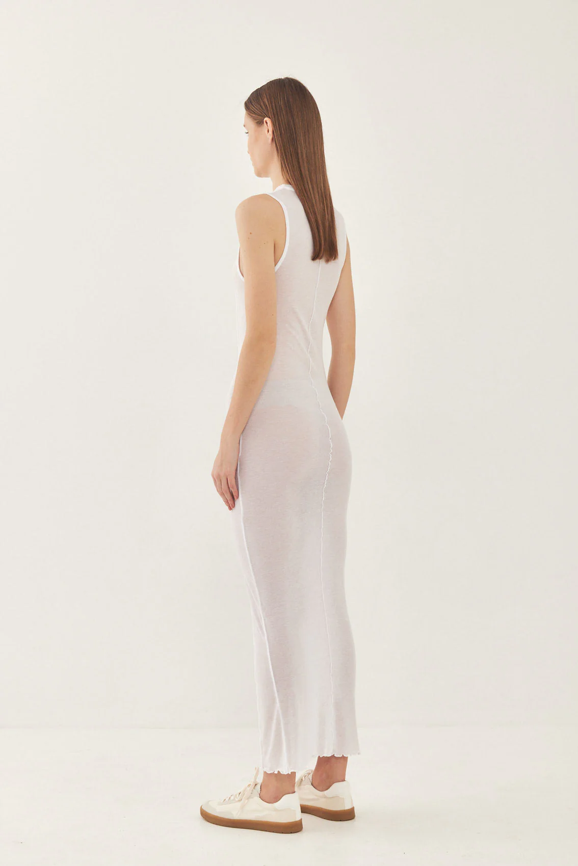 Sleeveless Maxi Soft Curling Sheer Dress - Image 5