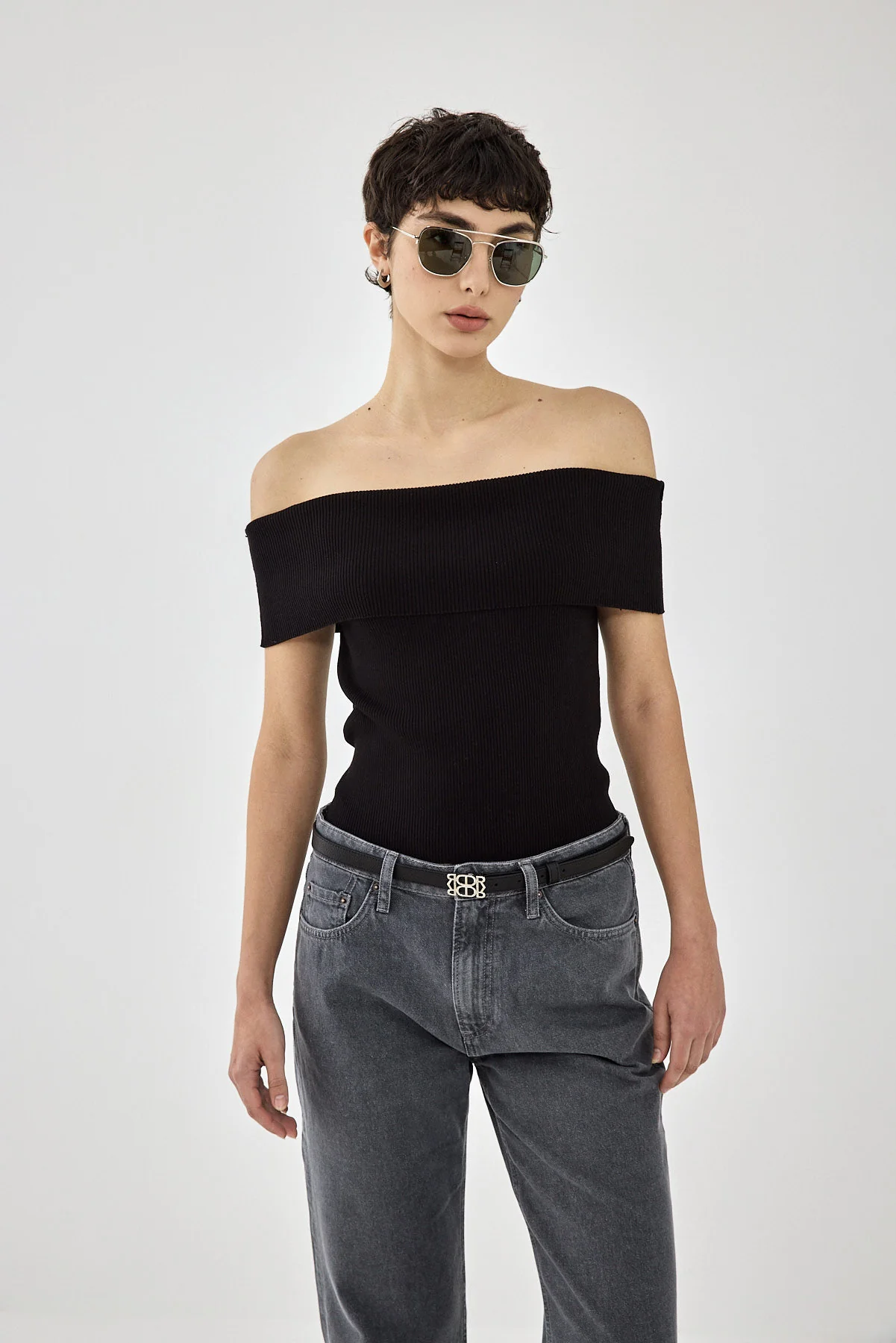Sleeveless Tight Ribbed Folded Top