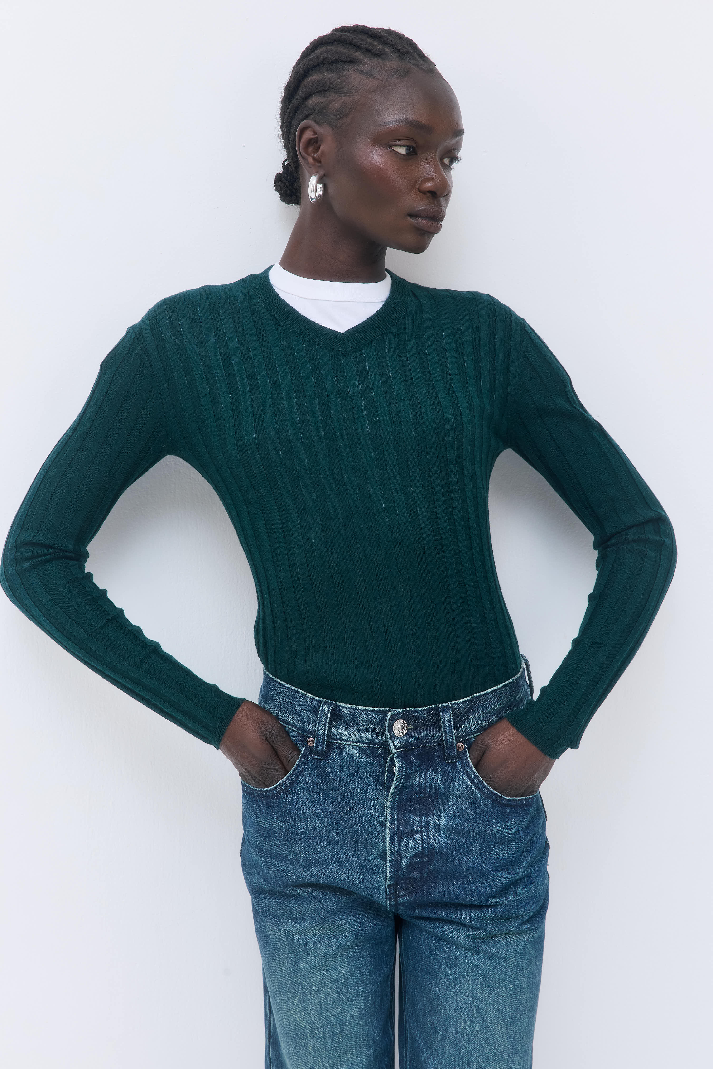 Soft Ribbed V Neck - Image 7