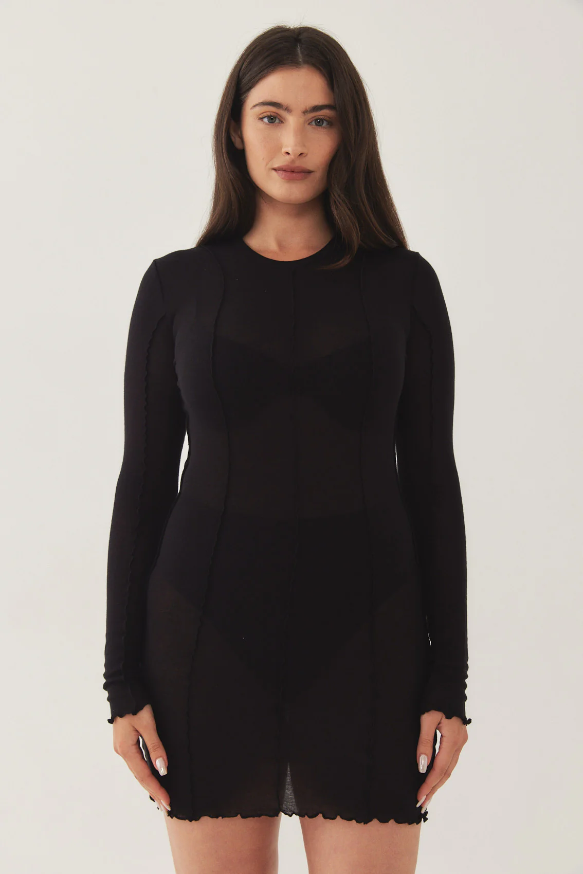 Soft Curling Sheer Mini Dress - Image 10