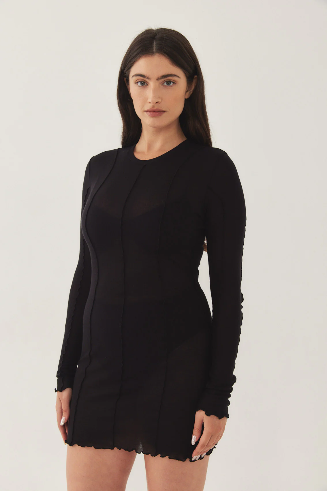 Soft Curling Sheer Mini Dress - Image 14