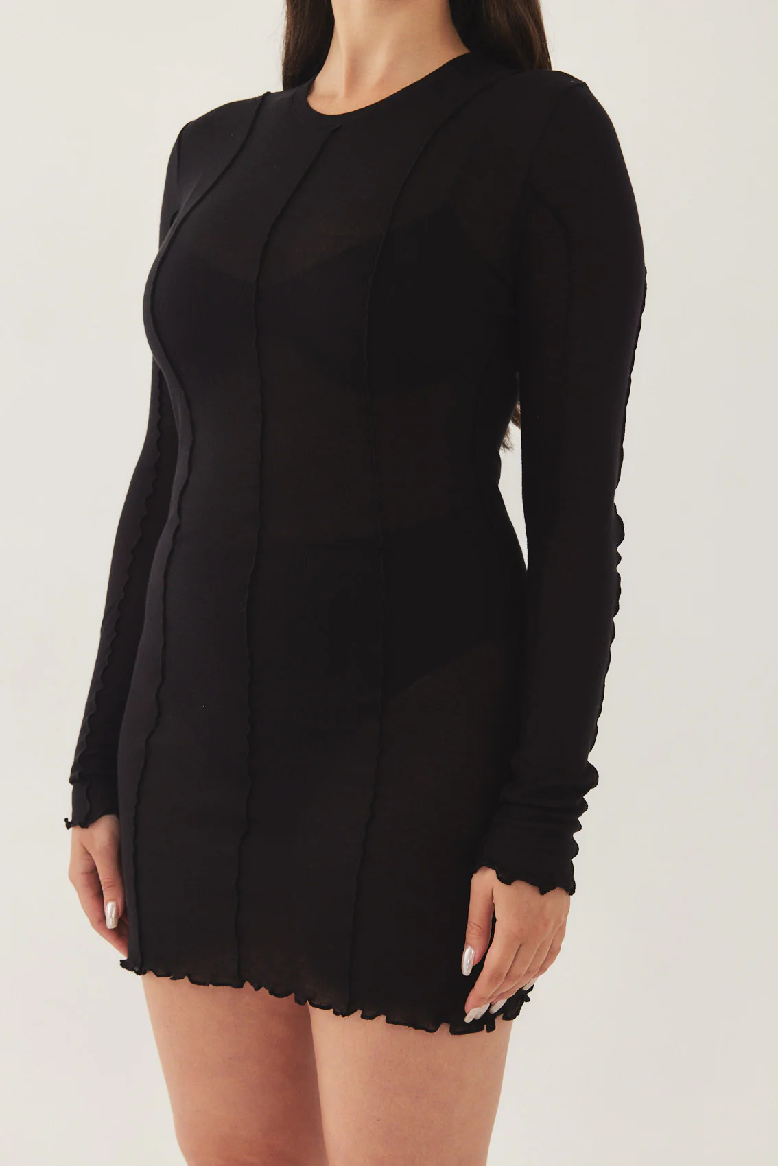Soft Curling Sheer Mini Dress - Image 15