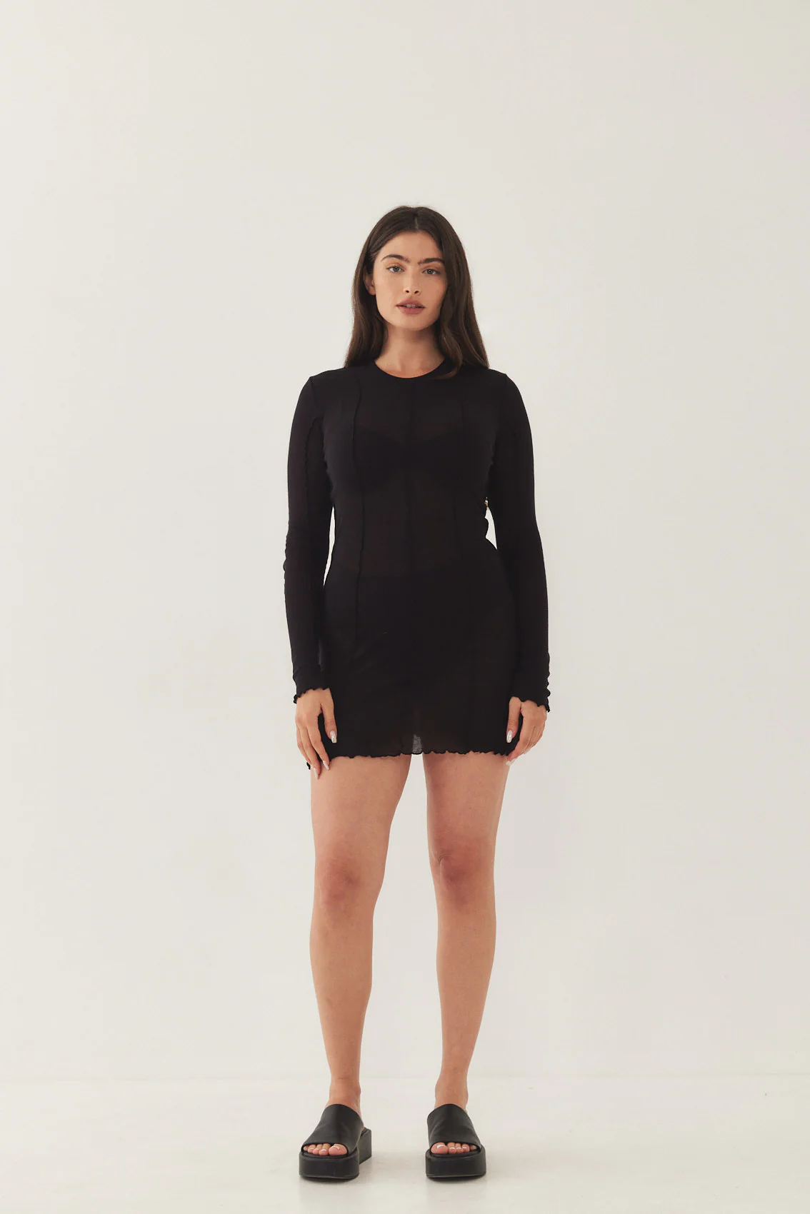 Soft Curling Sheer Mini Dress - Image 9