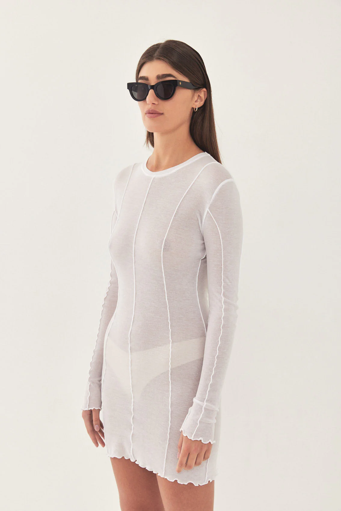Soft Curling Sheer Mini Dress - Image 5