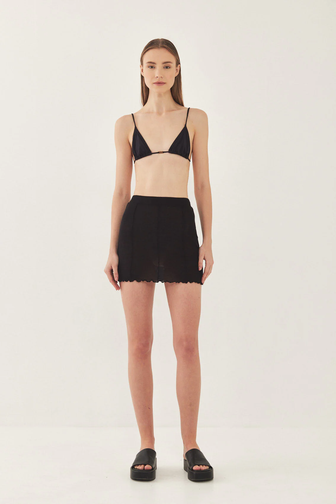 Soft Curling Sheer Mini Skirt