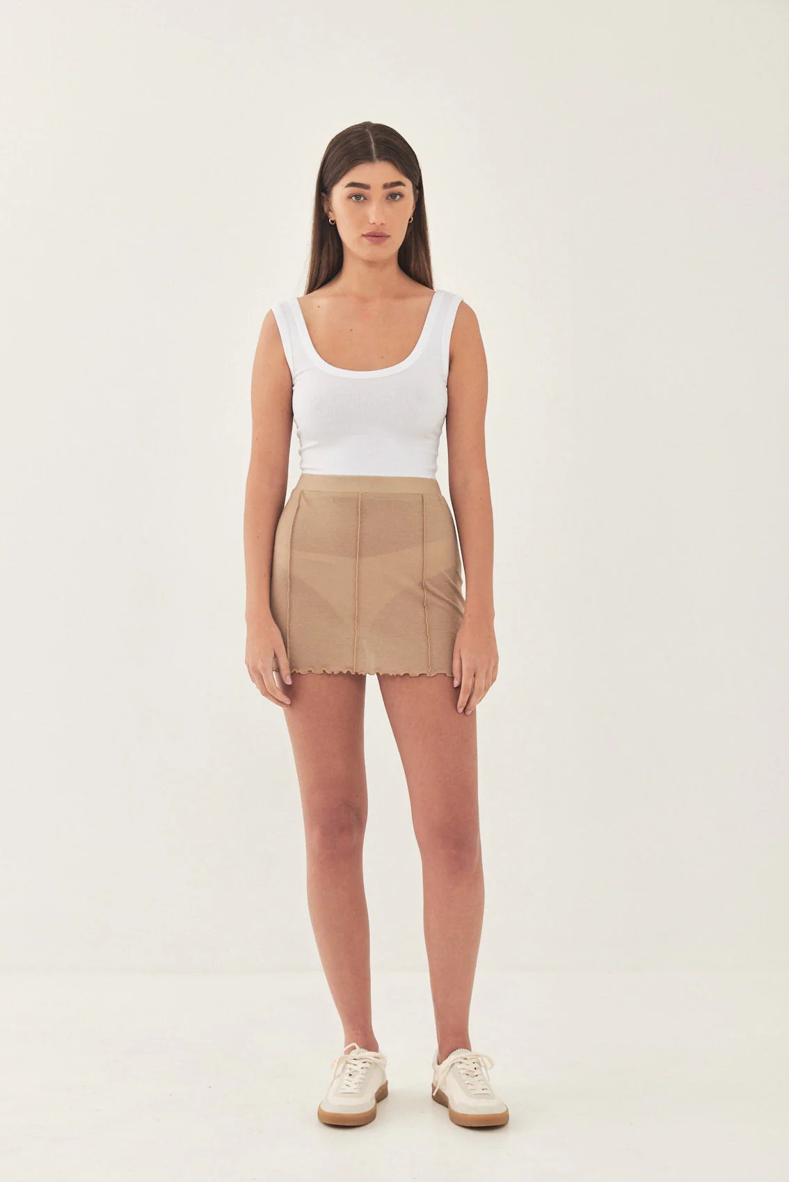 Soft Curling Sheer Mini Skirt