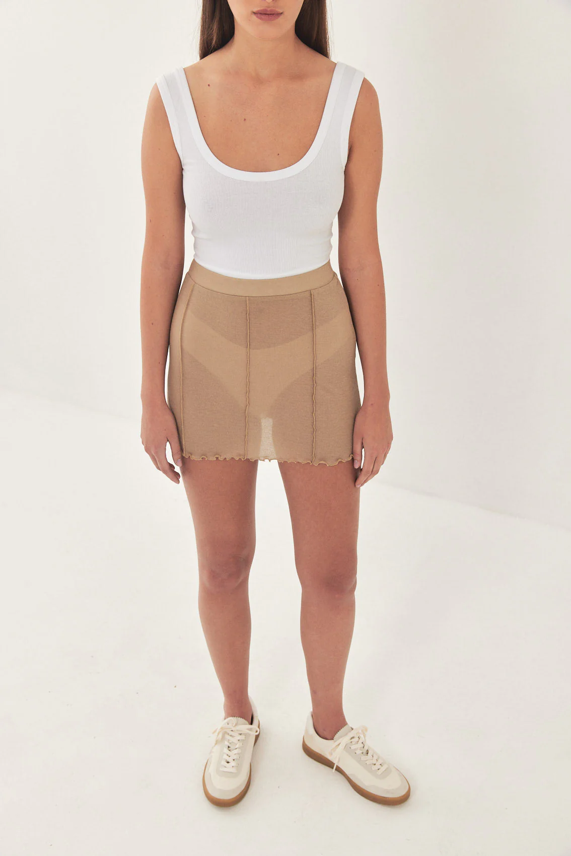 Soft Curling Sheer Mini Skirt - Image 3