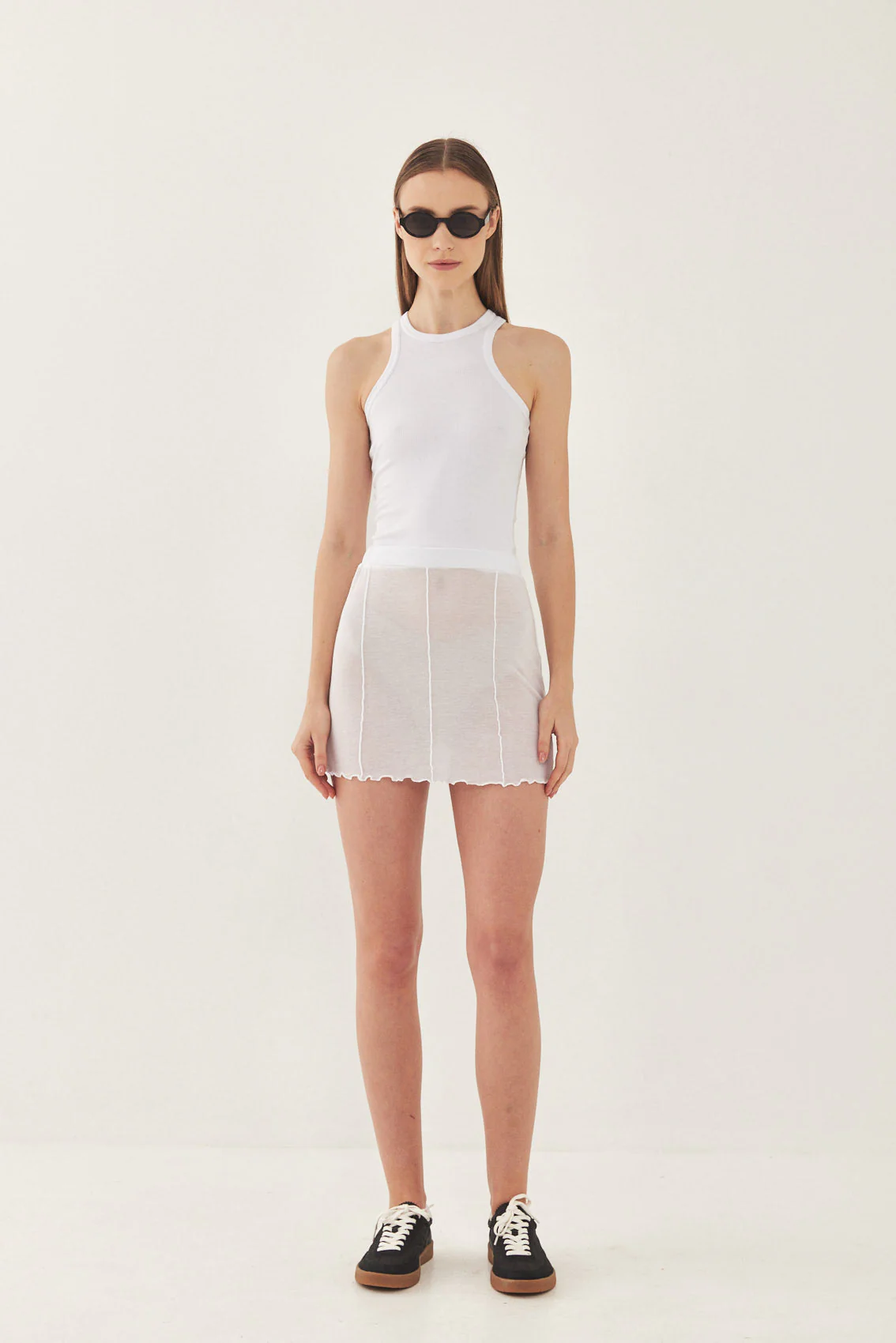Soft Curling Sheer Mini Skirt