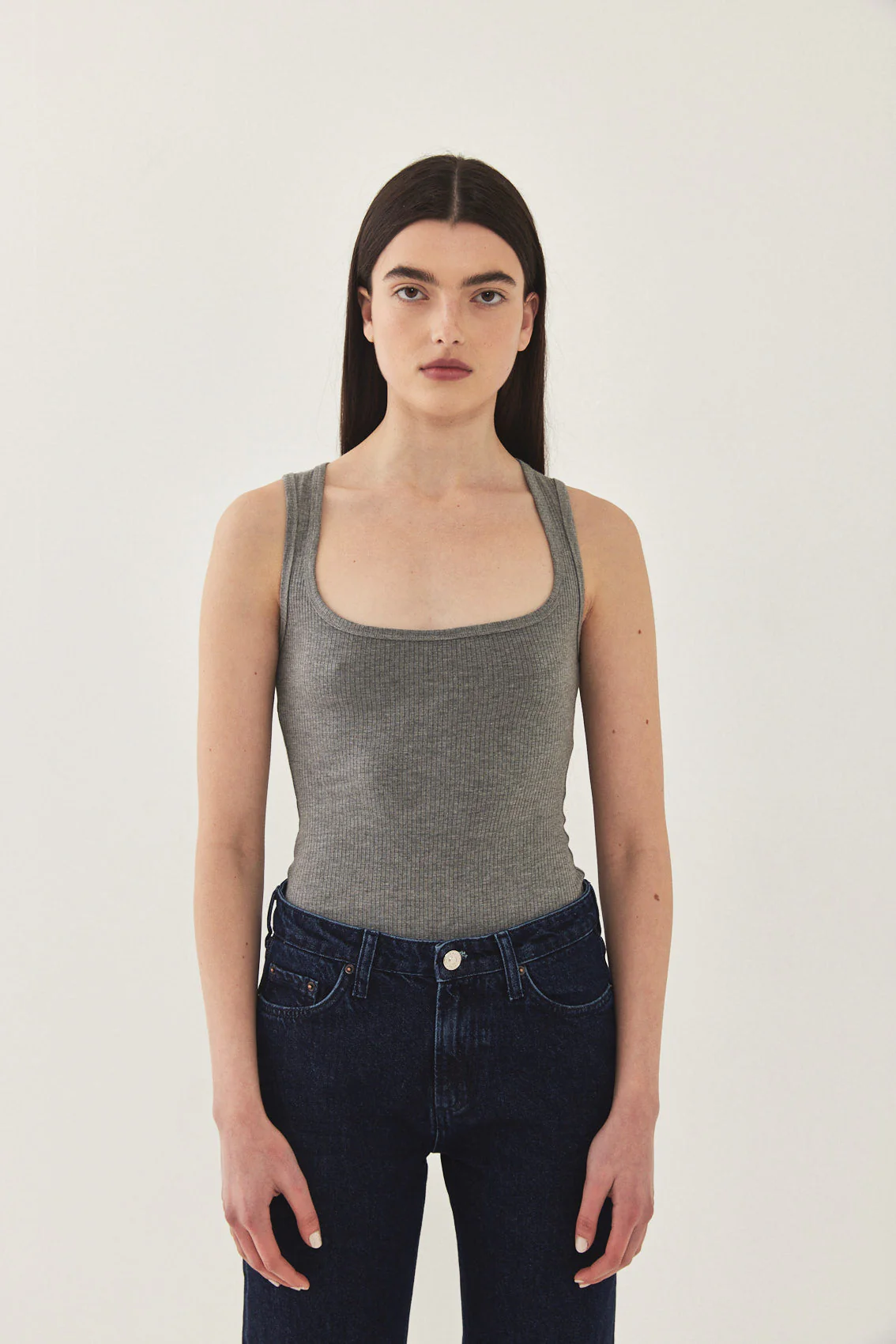 Square Neck Ribbed Tank Top