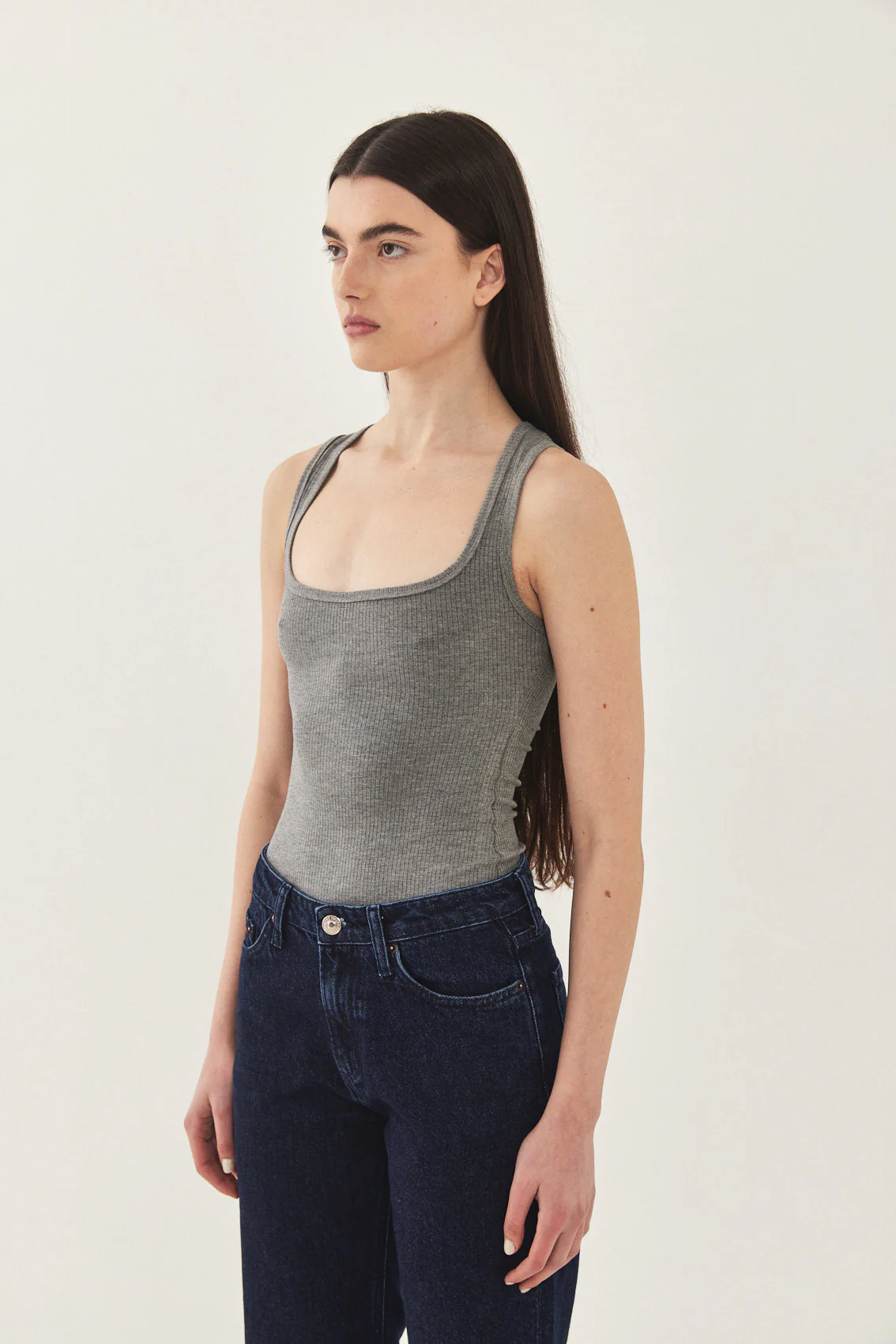 Square Neck Ribbed Tank Top - Image 4