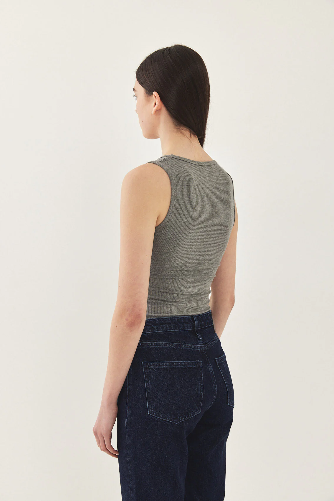 Square Neck Ribbed Tank Top - Image 5