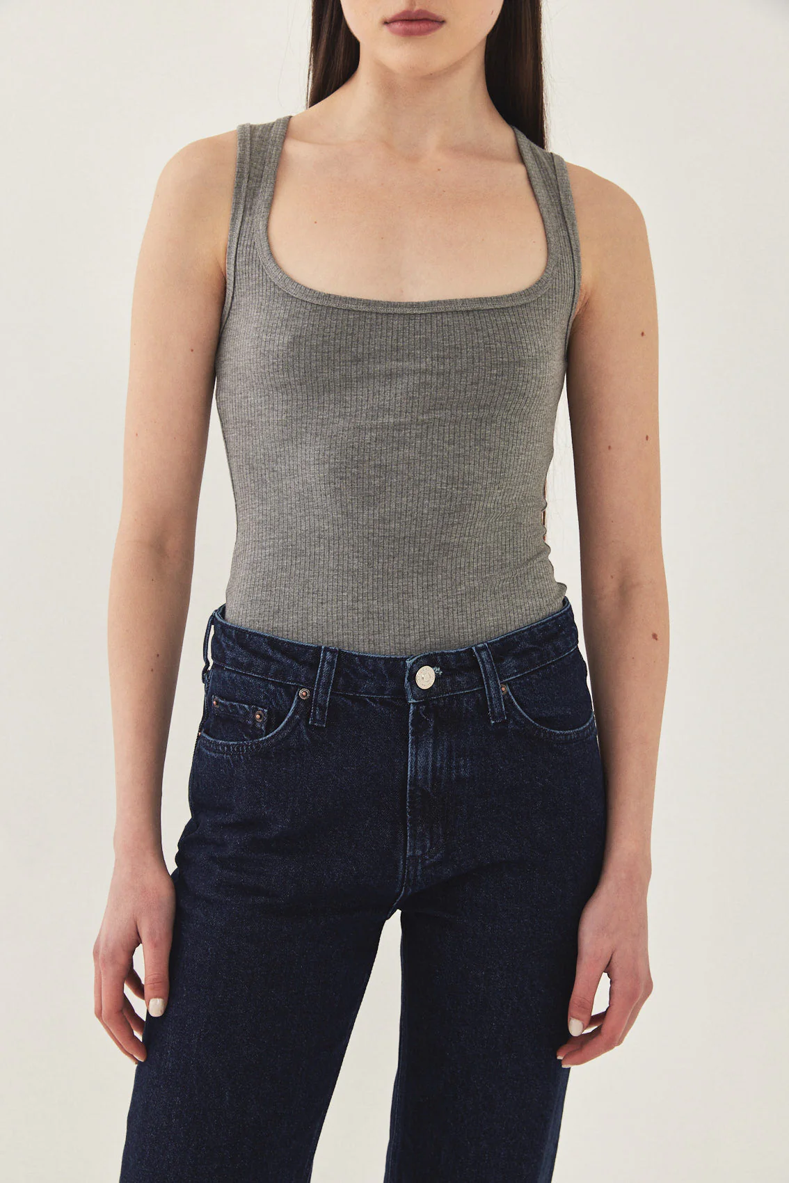 Square Neck Ribbed Tank Top - Image 6