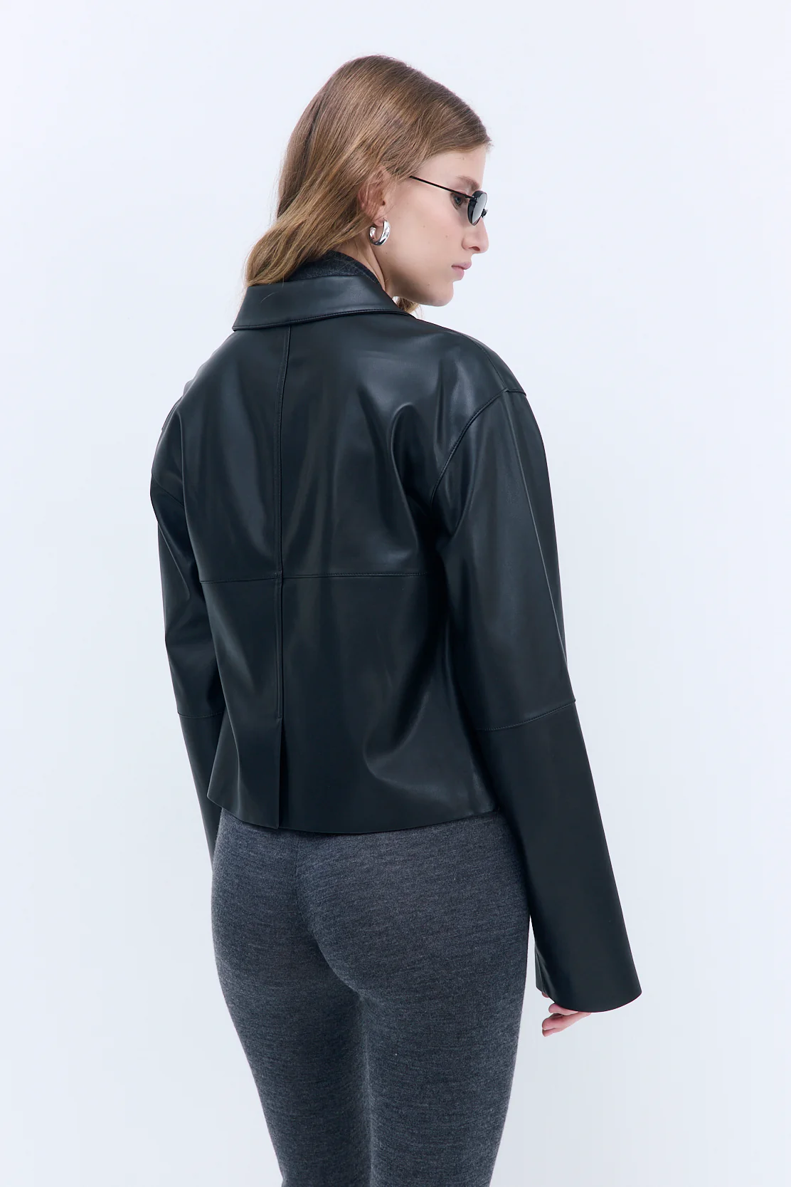 Stitch Detail Vegan Leather Jacket - Image 5