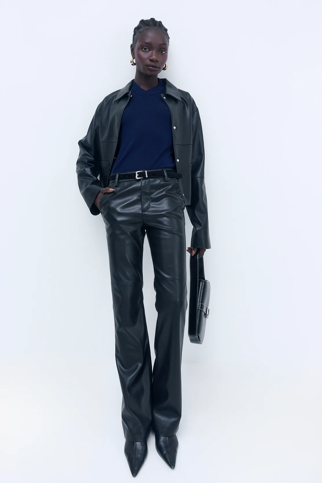 Stitch Detail Vegan Leather Pants