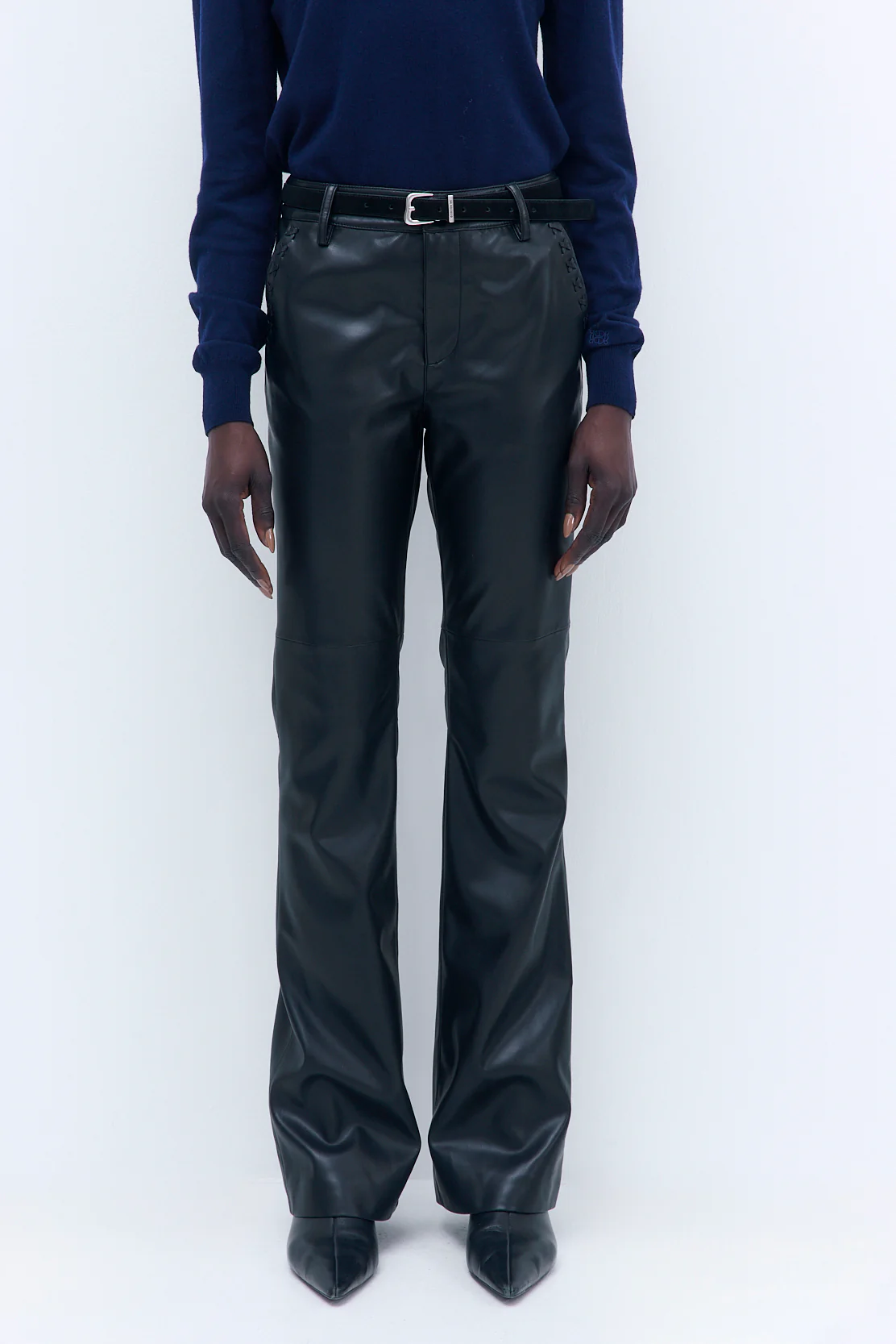 Stitch Detail Vegan Leather Pants - Image 2