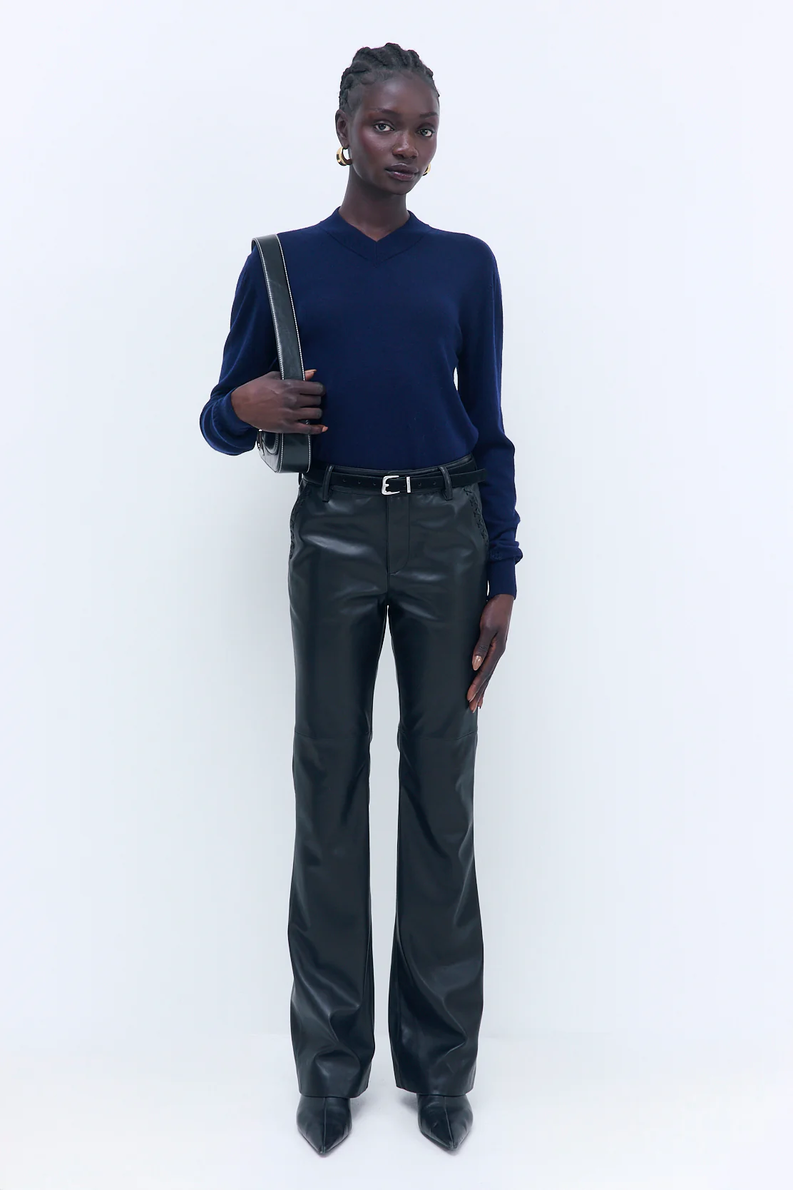 Stitch Detail Vegan Leather Pants - Image 3