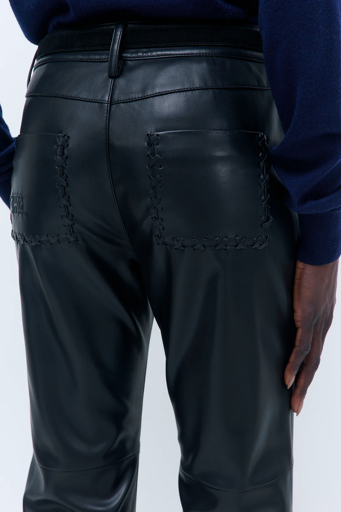 Stitch Detail Vegan Leather Pants - Image 6