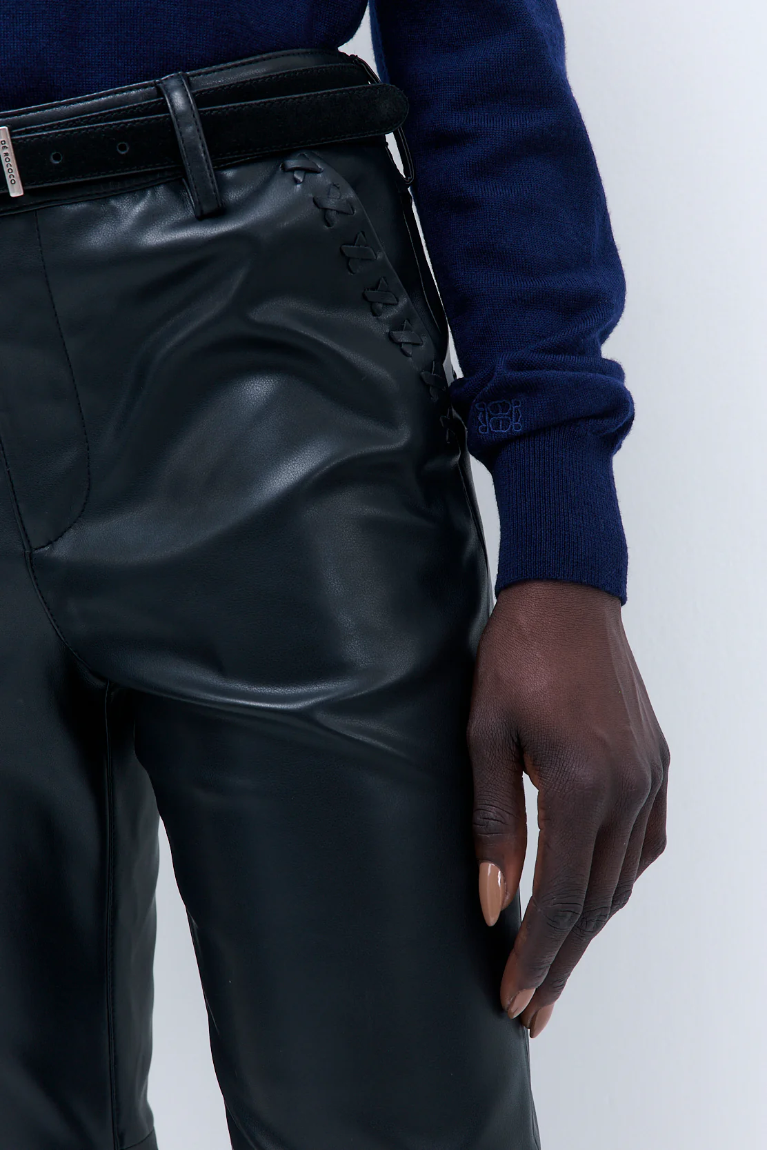 Stitch Detail Vegan Leather Pants - Image 7