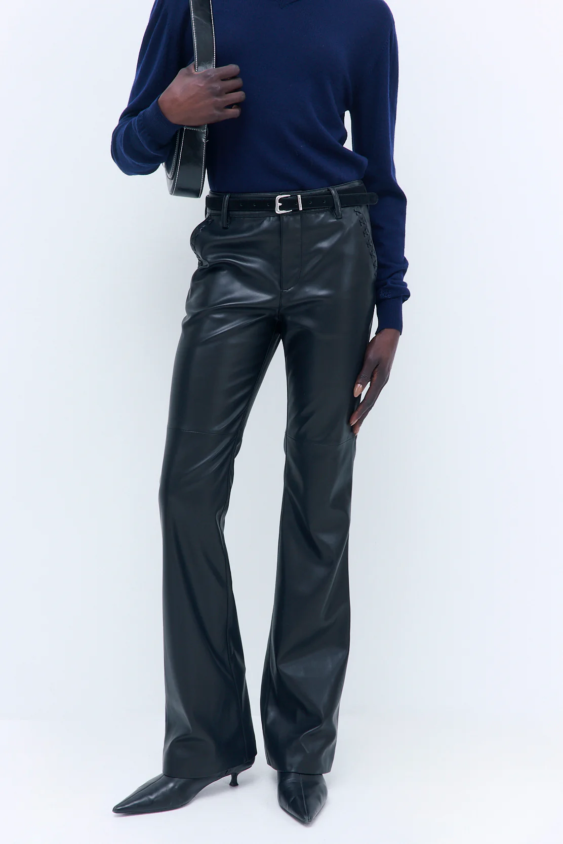 Stitch Detail Vegan Leather Pants - Image 8