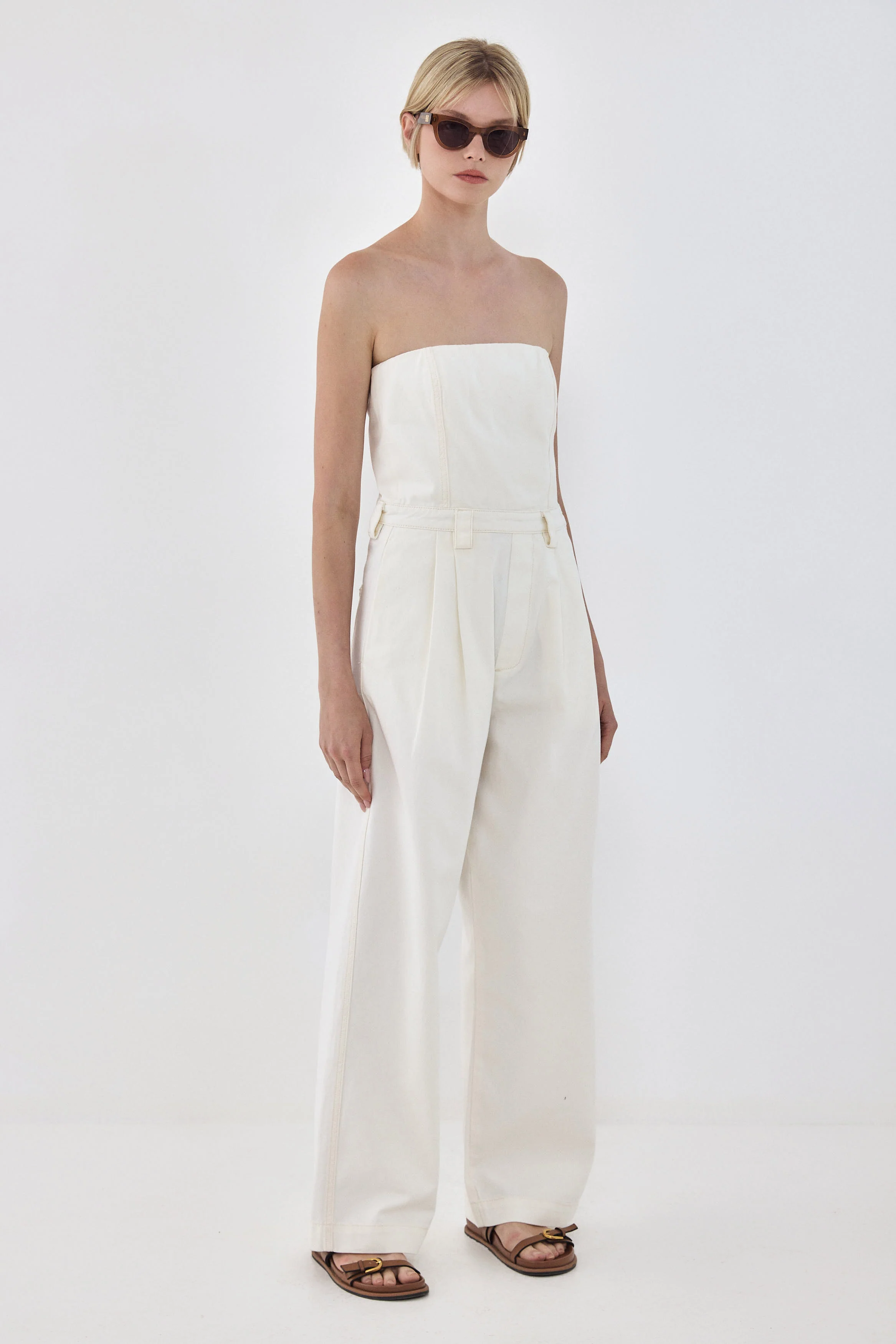 Drill Cotton Strapless Jumpsuit - Image 3