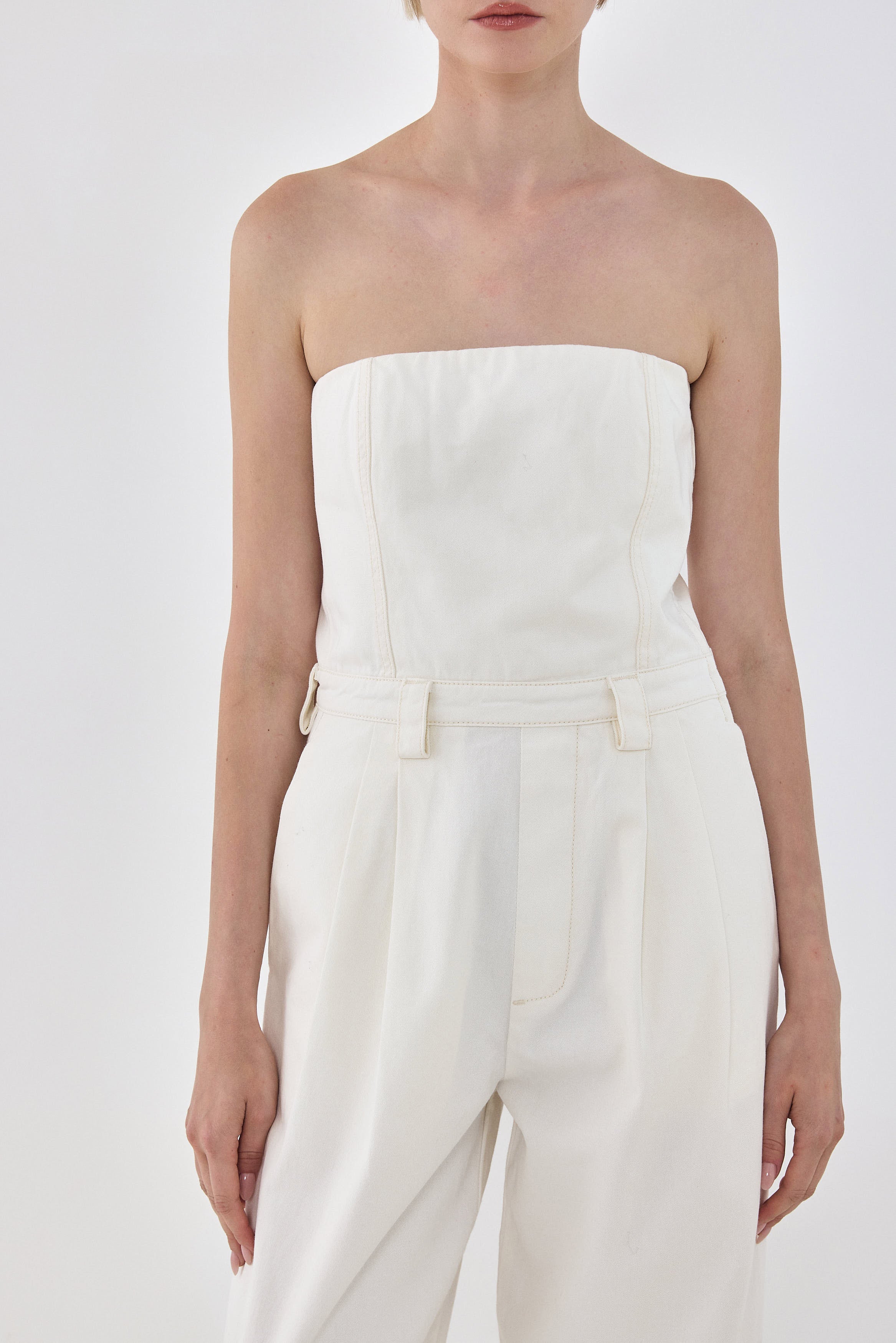 Drill Cotton Strapless Jumpsuit - Image 5