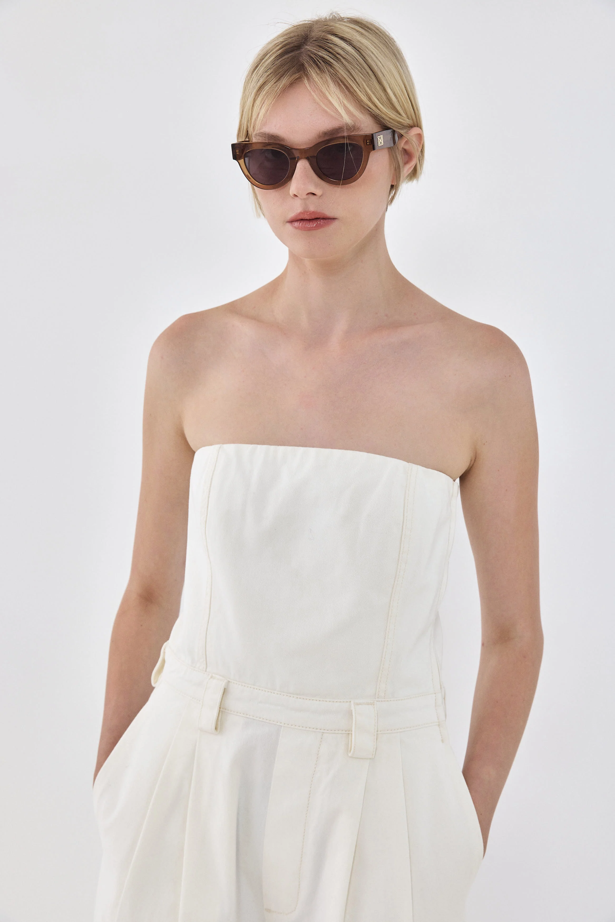 Drill Cotton Strapless Jumpsuit - Image 7